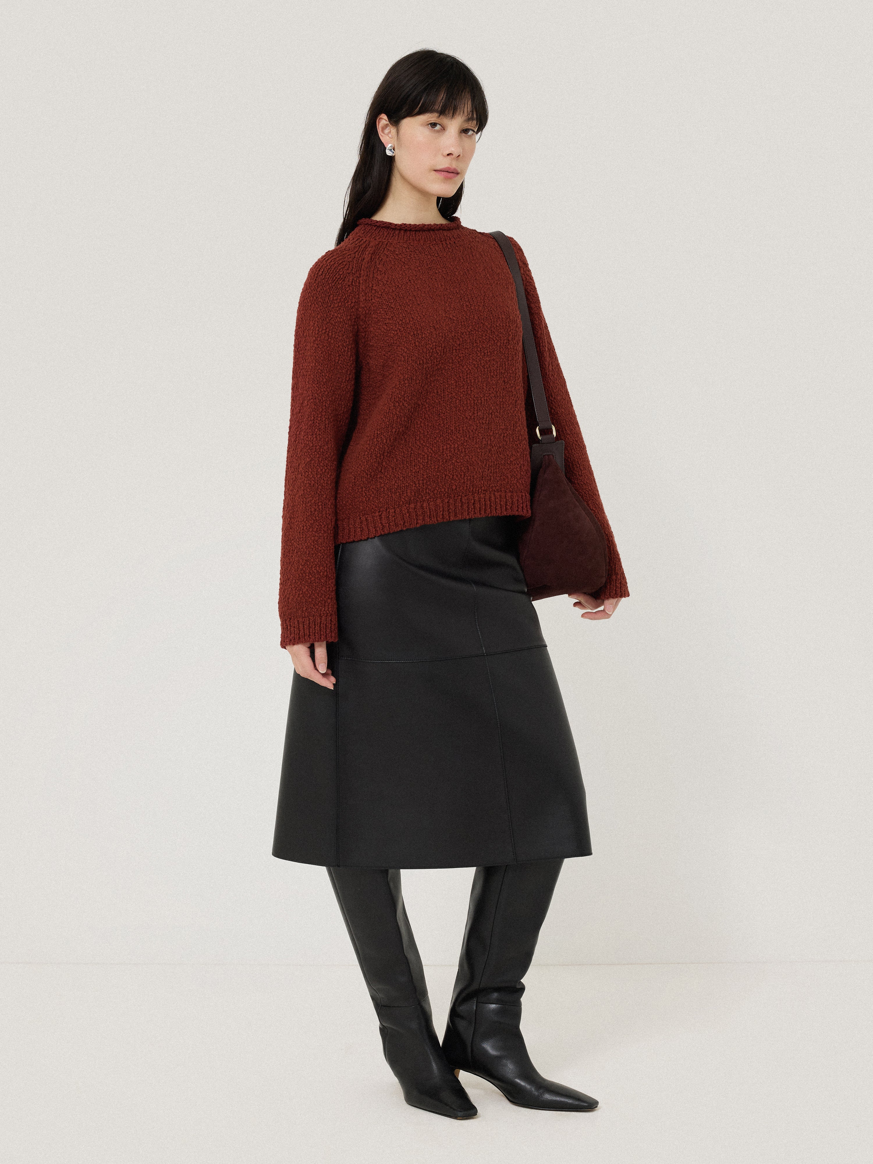 Chunky Textured Cotton Jumper | Red - Image 2