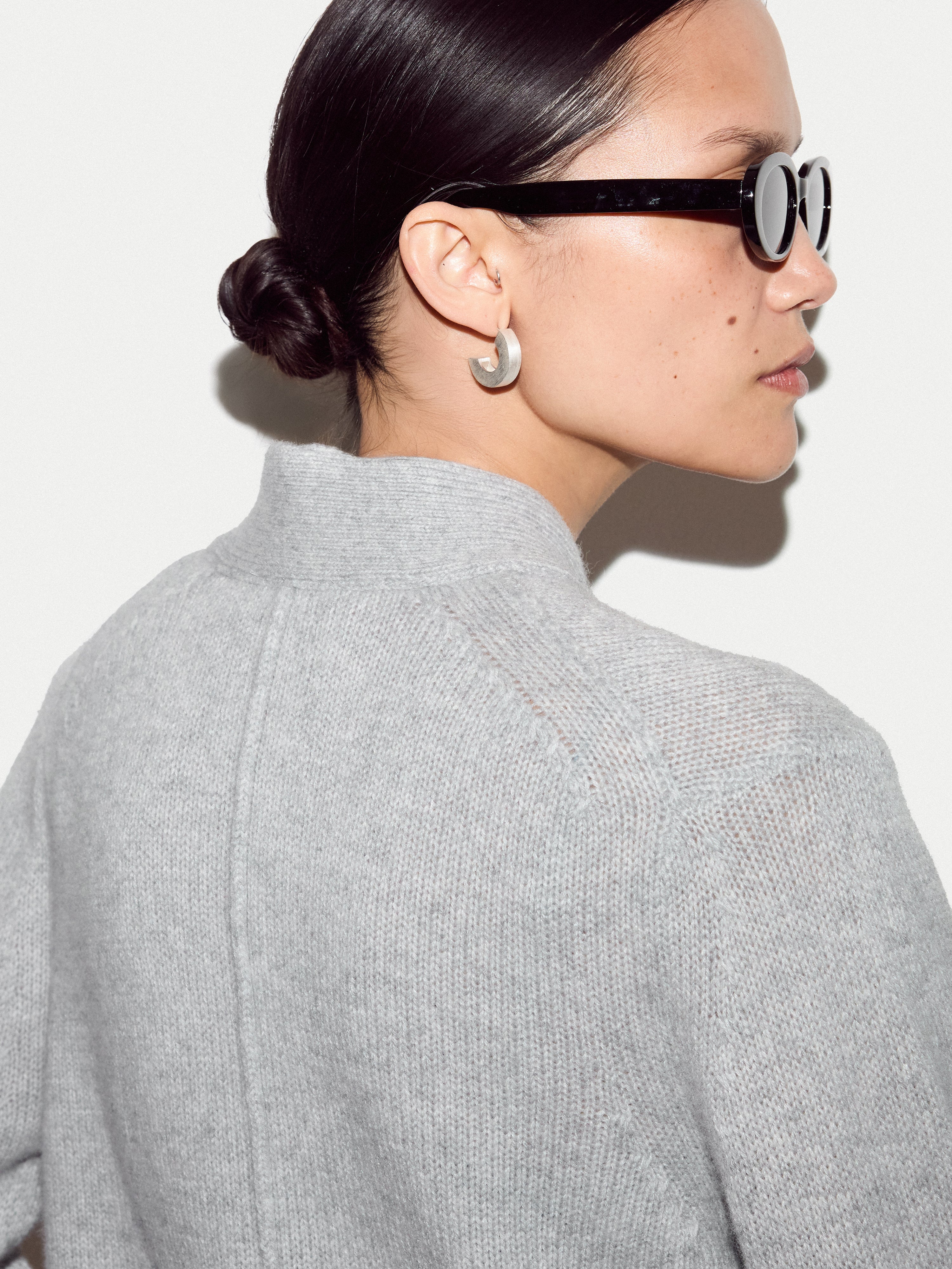 Chunky V Neck A Line Cardigan | Grey - Image 4