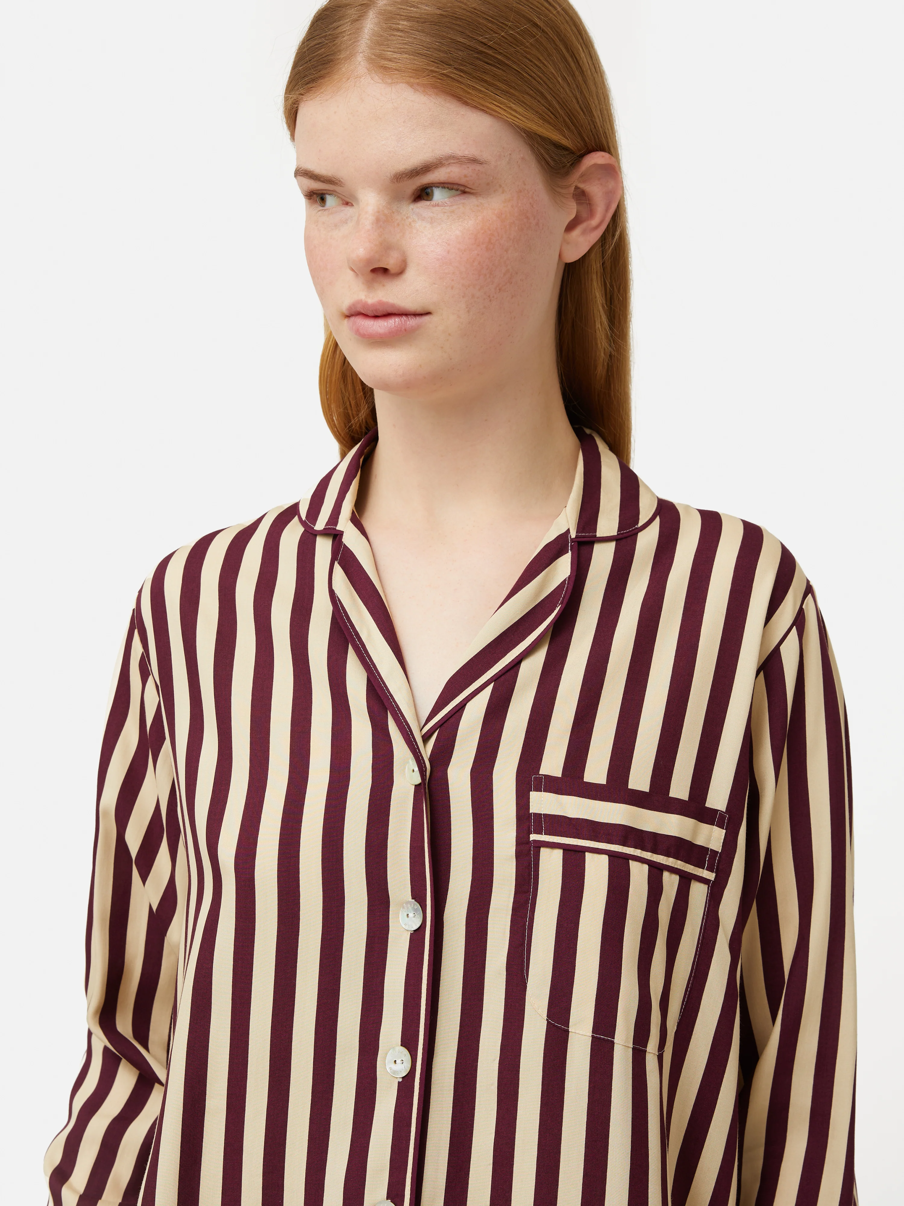 Classic Stripe Pyjama | Burgundy - Image 2