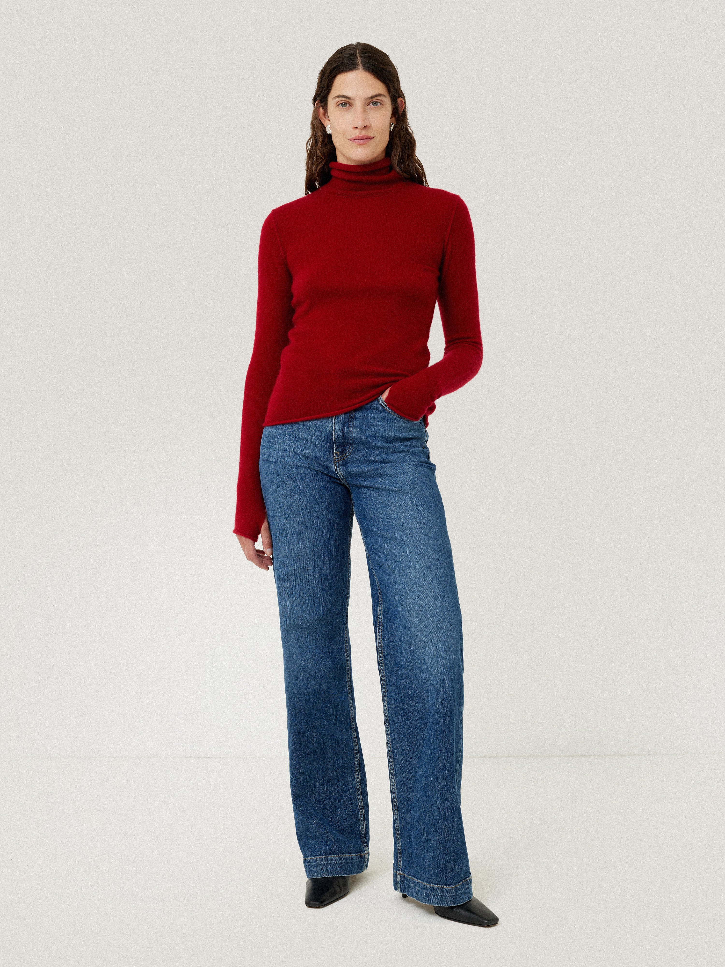 Cloud Cashmere Polo Jumper | Red - Image 3
