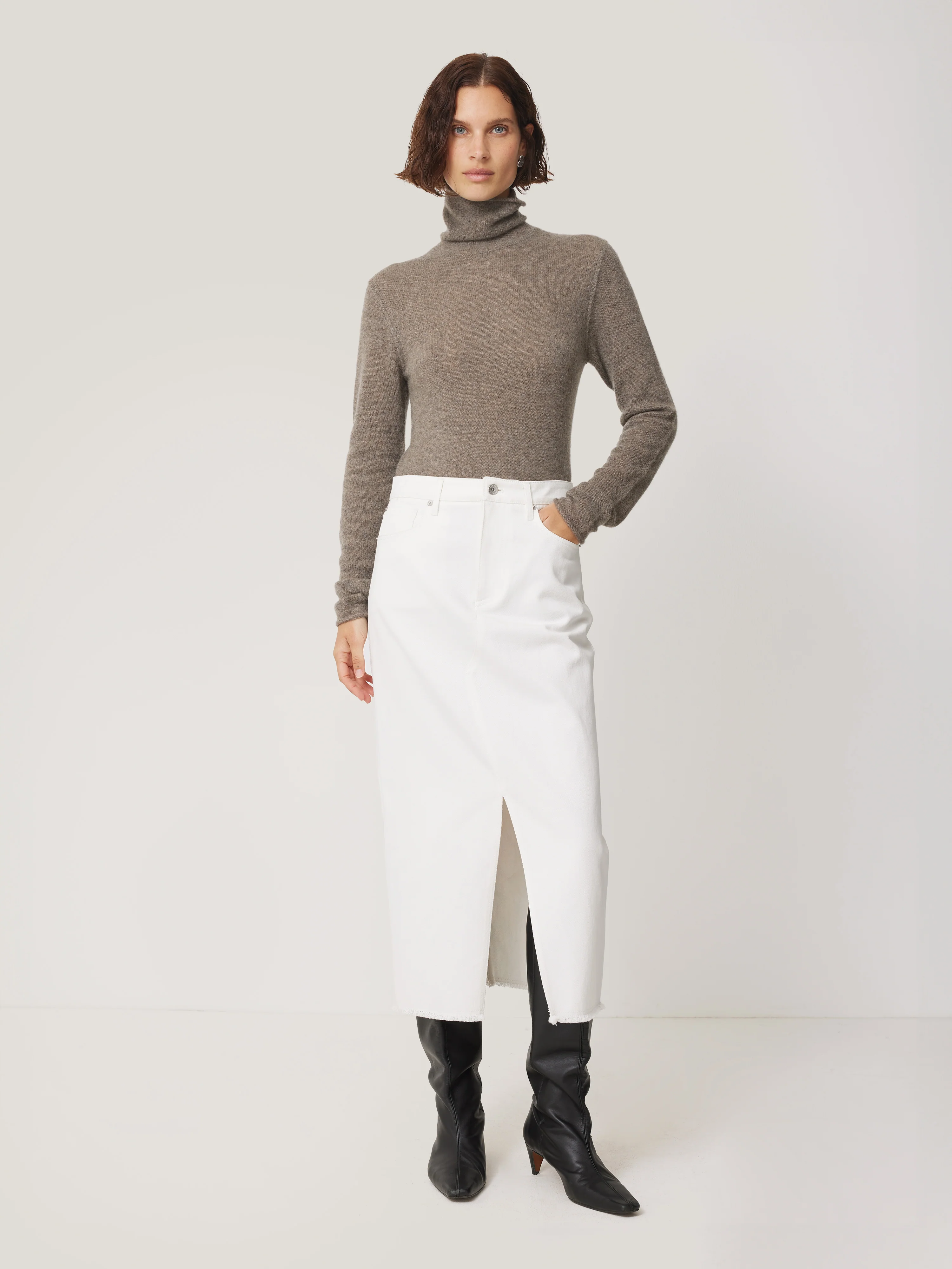 Cloud Cashmere Polo Jumper | Taupe - Image 3