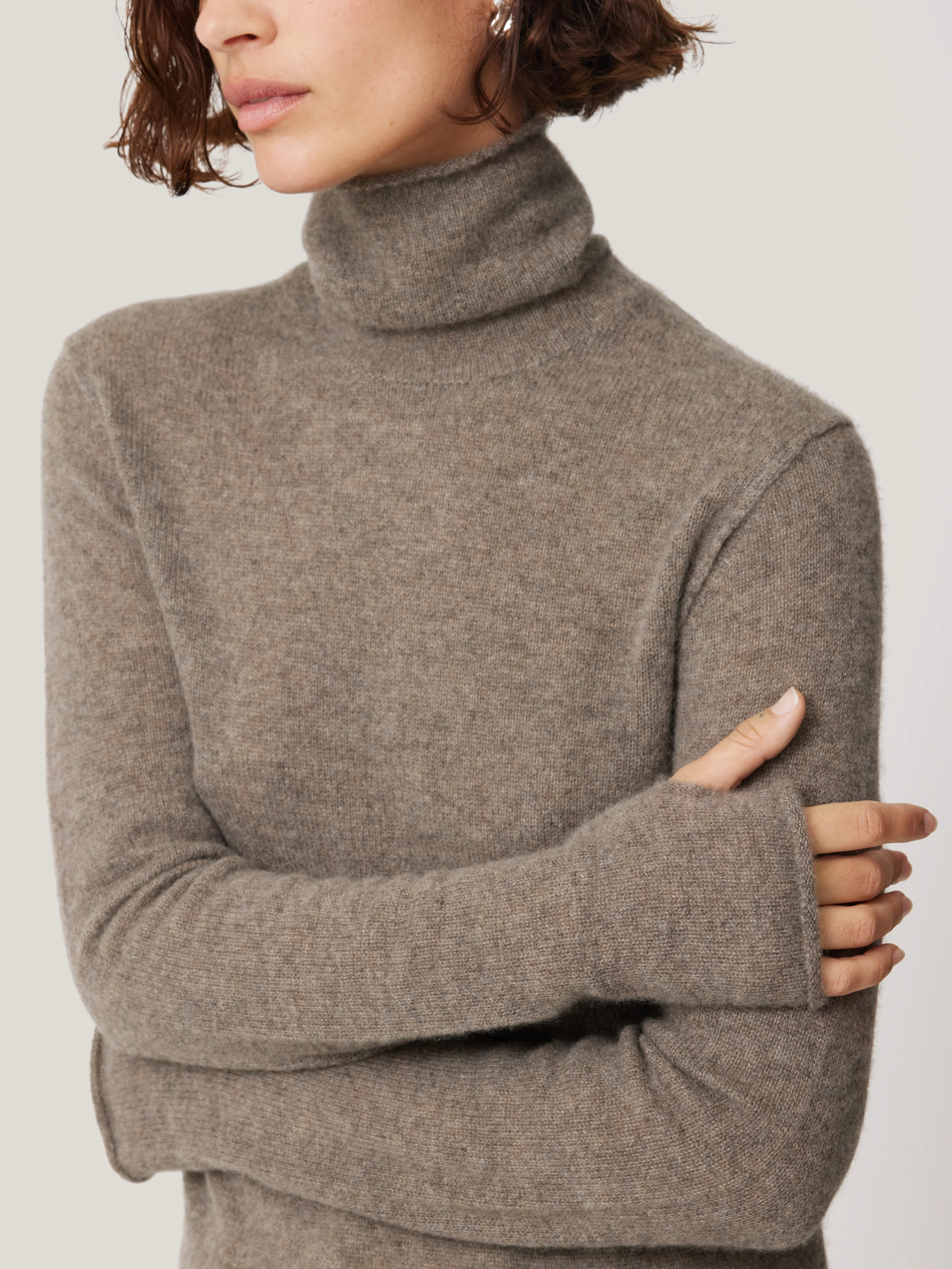 Cloud Cashmere Polo Jumper | Taupe - Image 4