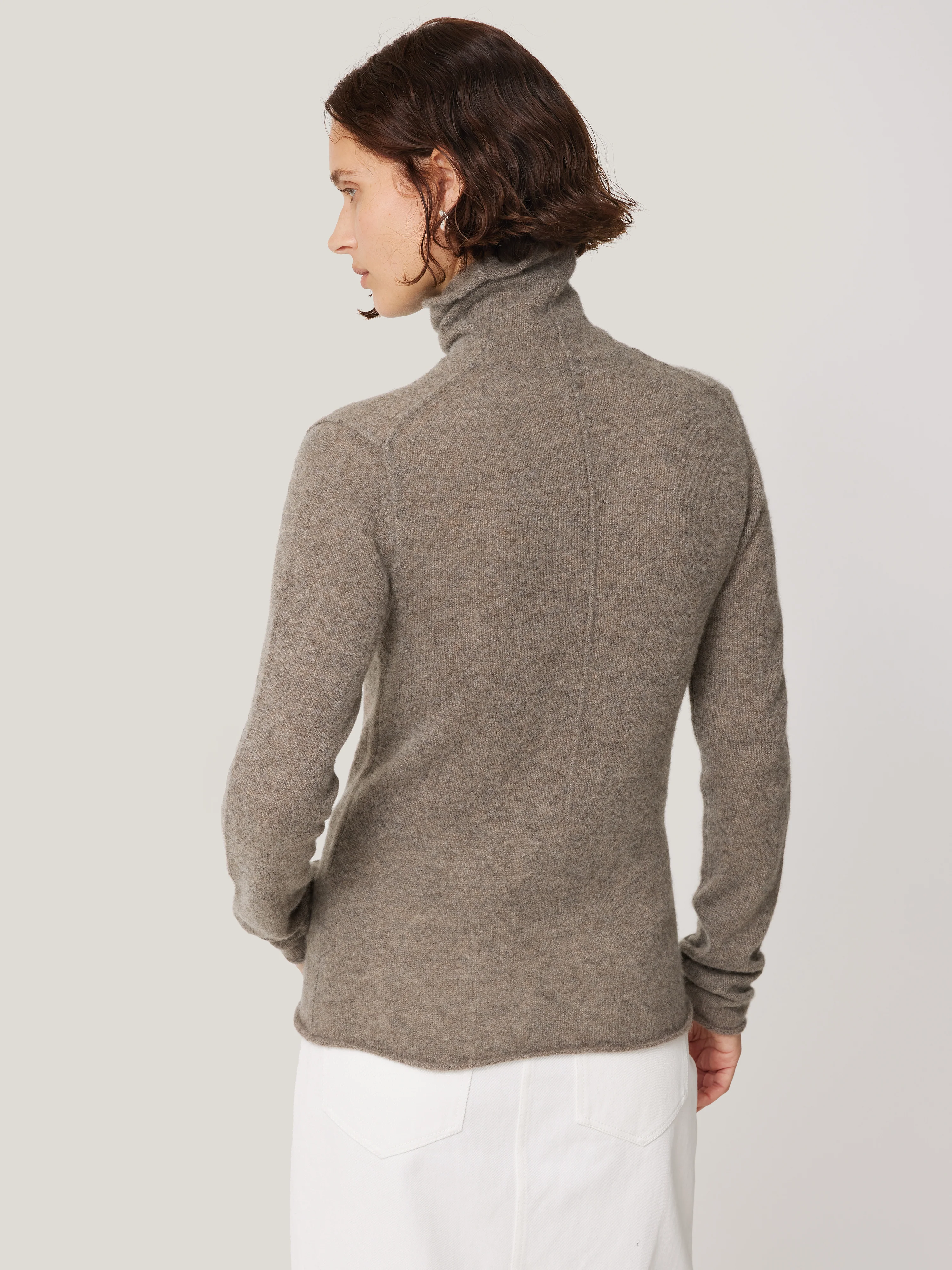 Cloud Cashmere Polo Jumper | Taupe - Image 5