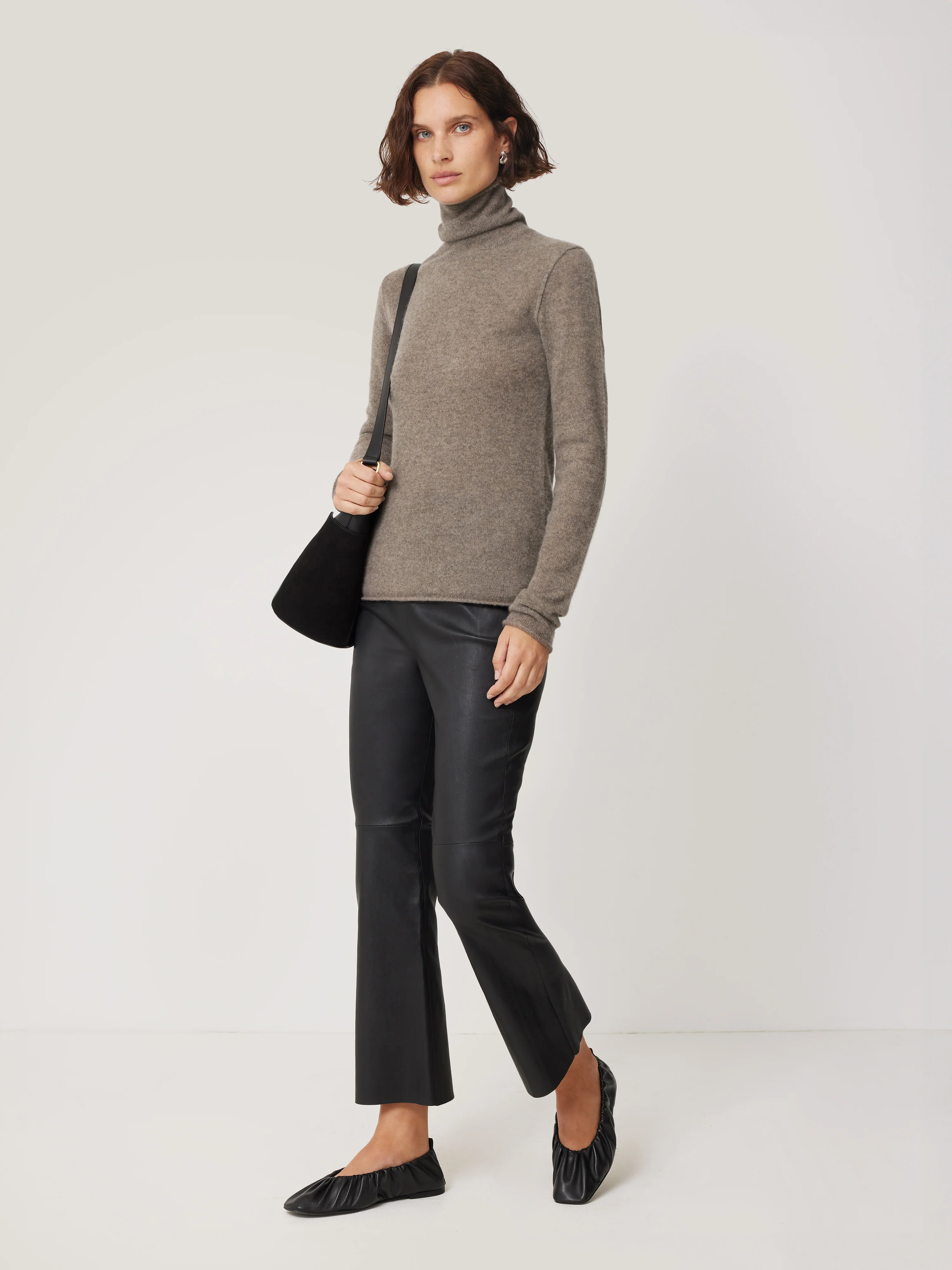 Cloud Cashmere Polo Jumper | Taupe - Image 6