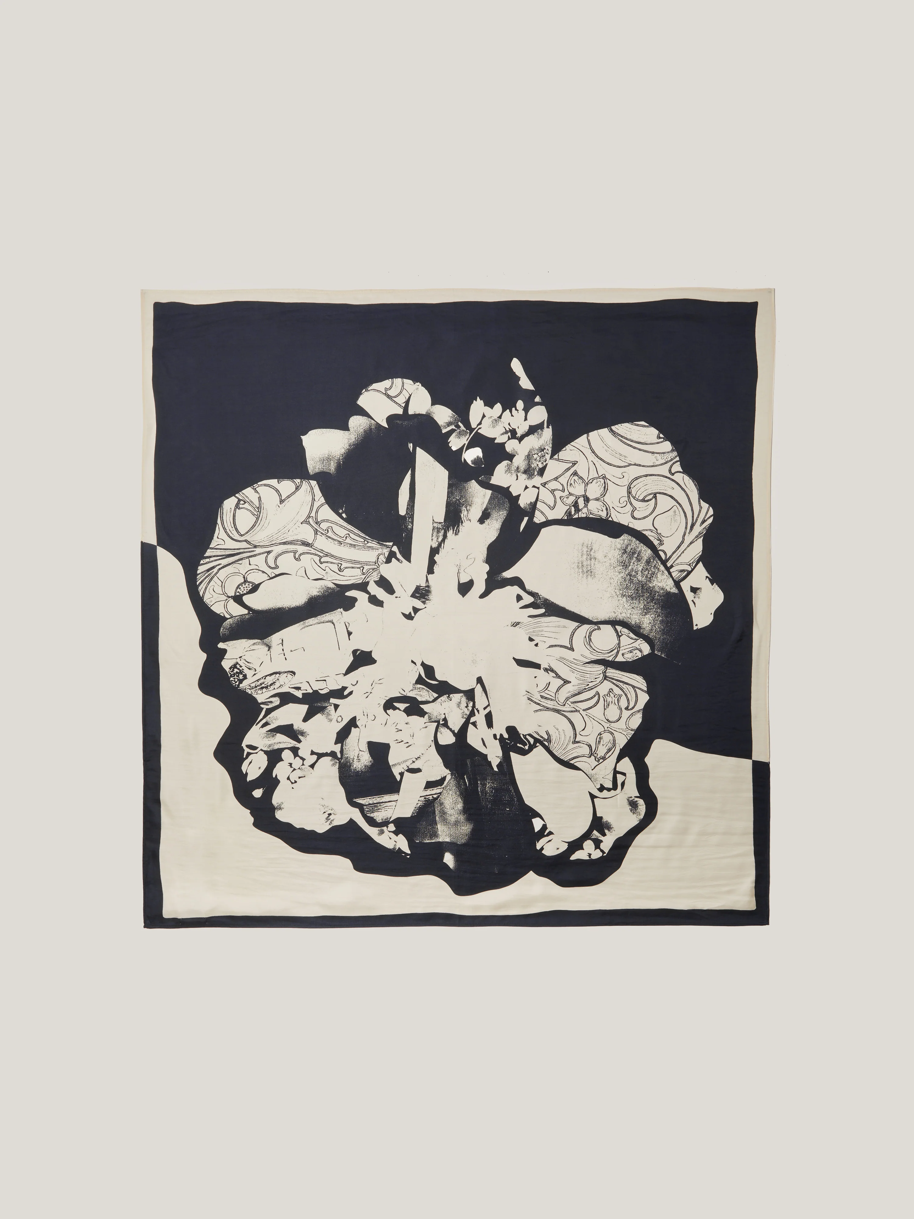 Collage Silk Twill Scarf | Monochrome - Image 4