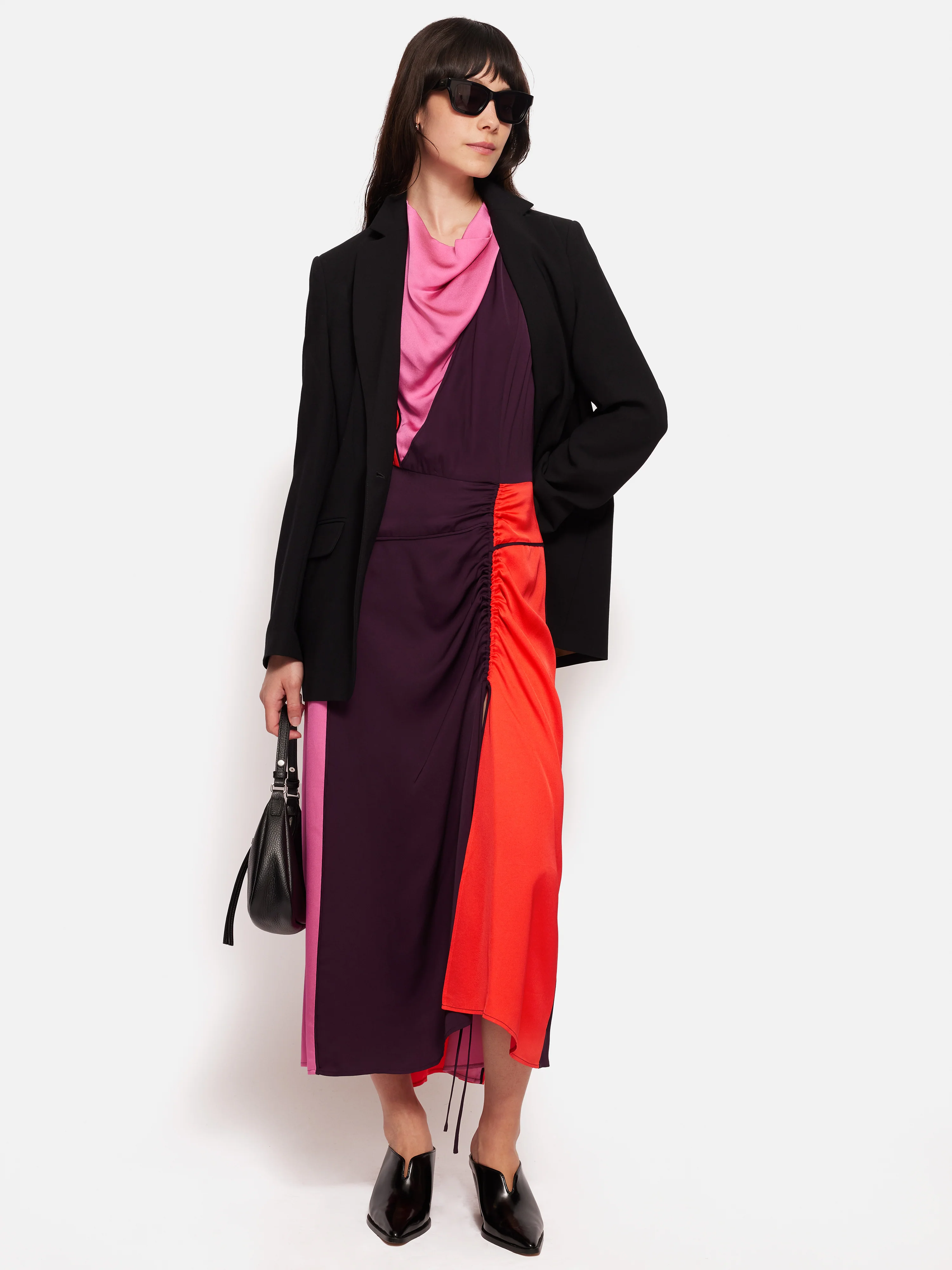 Colour Block Satin Dress | Purple - Image 5