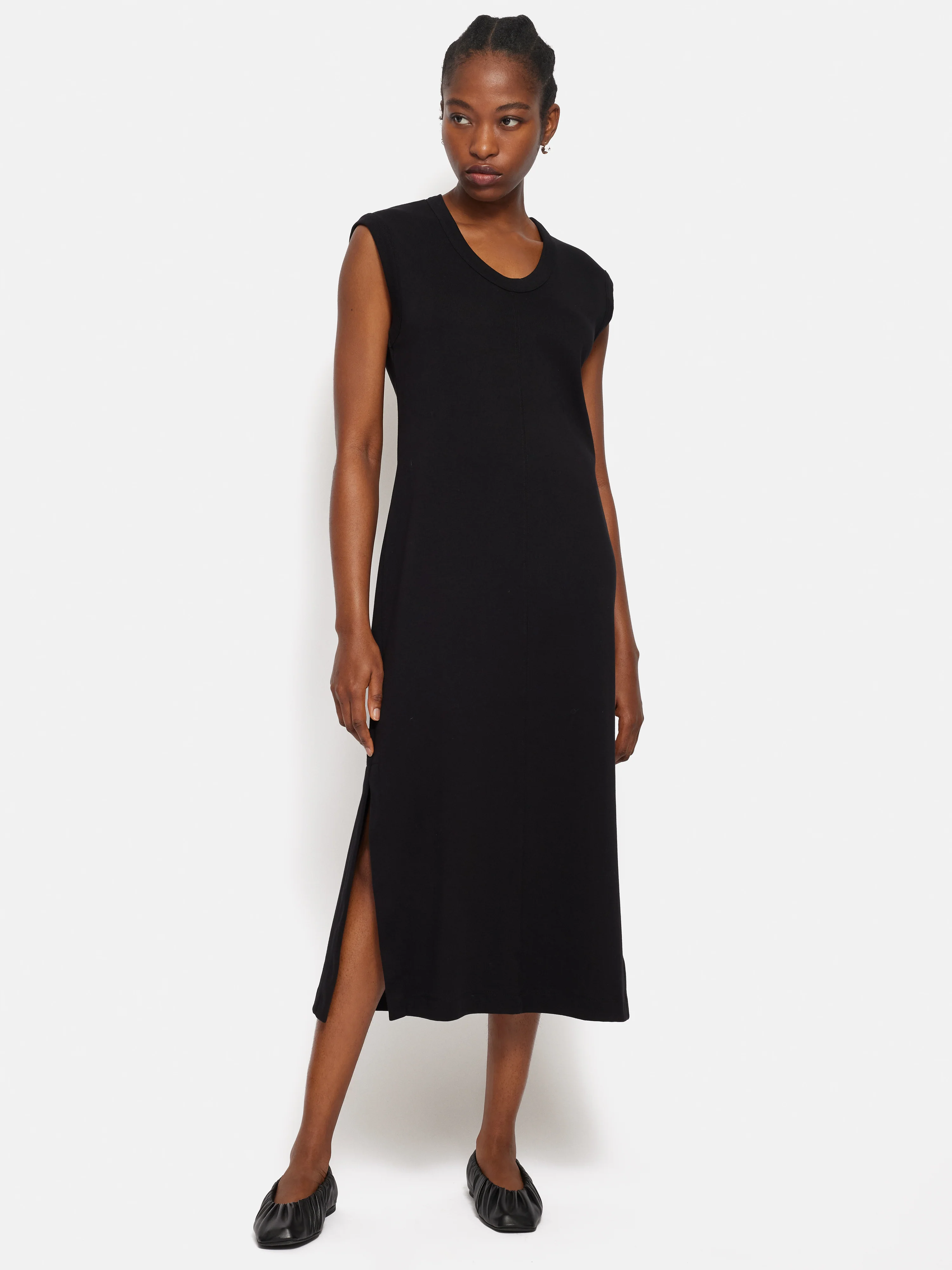 Column T Shirt Dress | Black - Image 5
