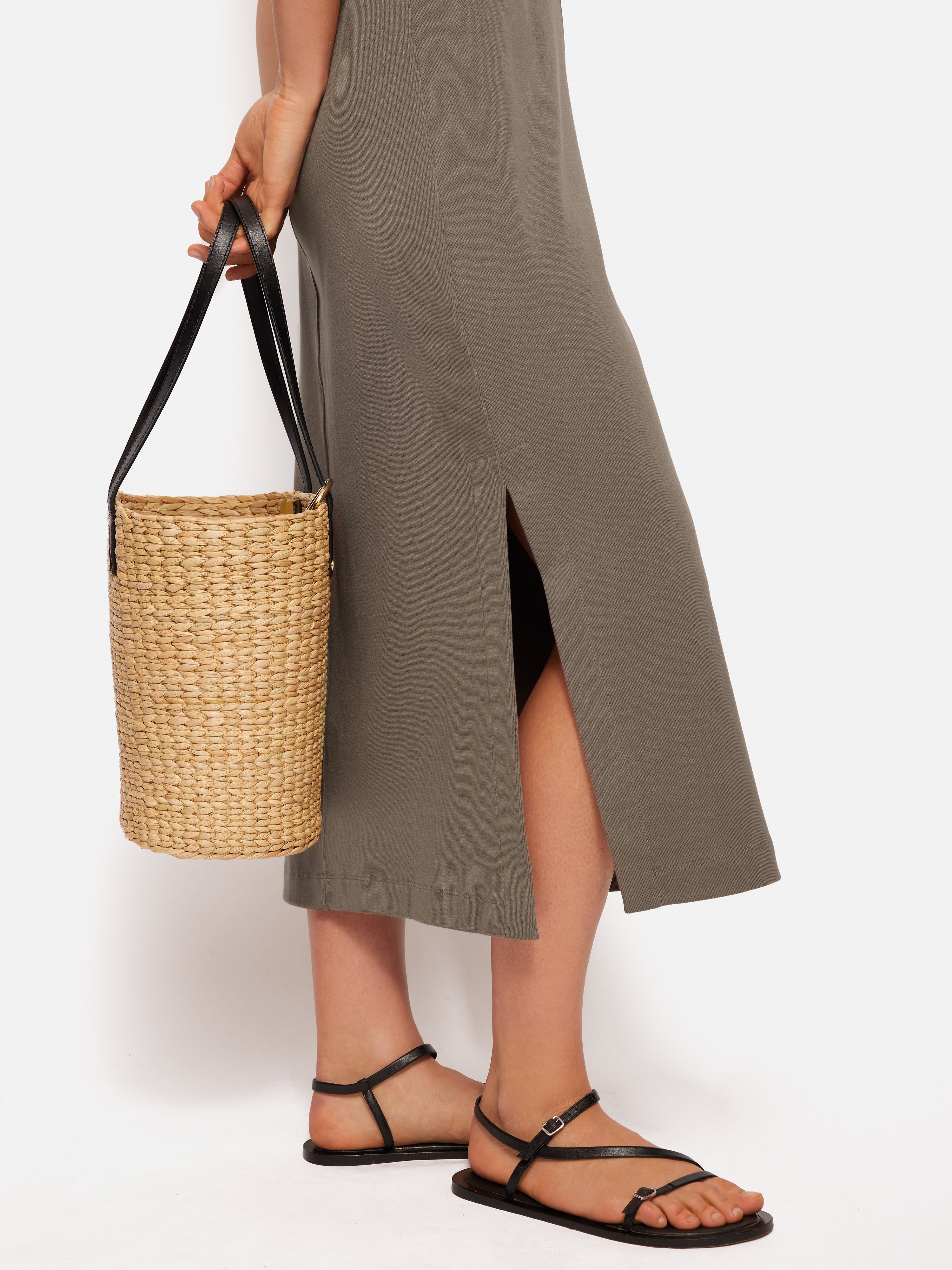 Column T Shirt Dress | Taupe - Image 3