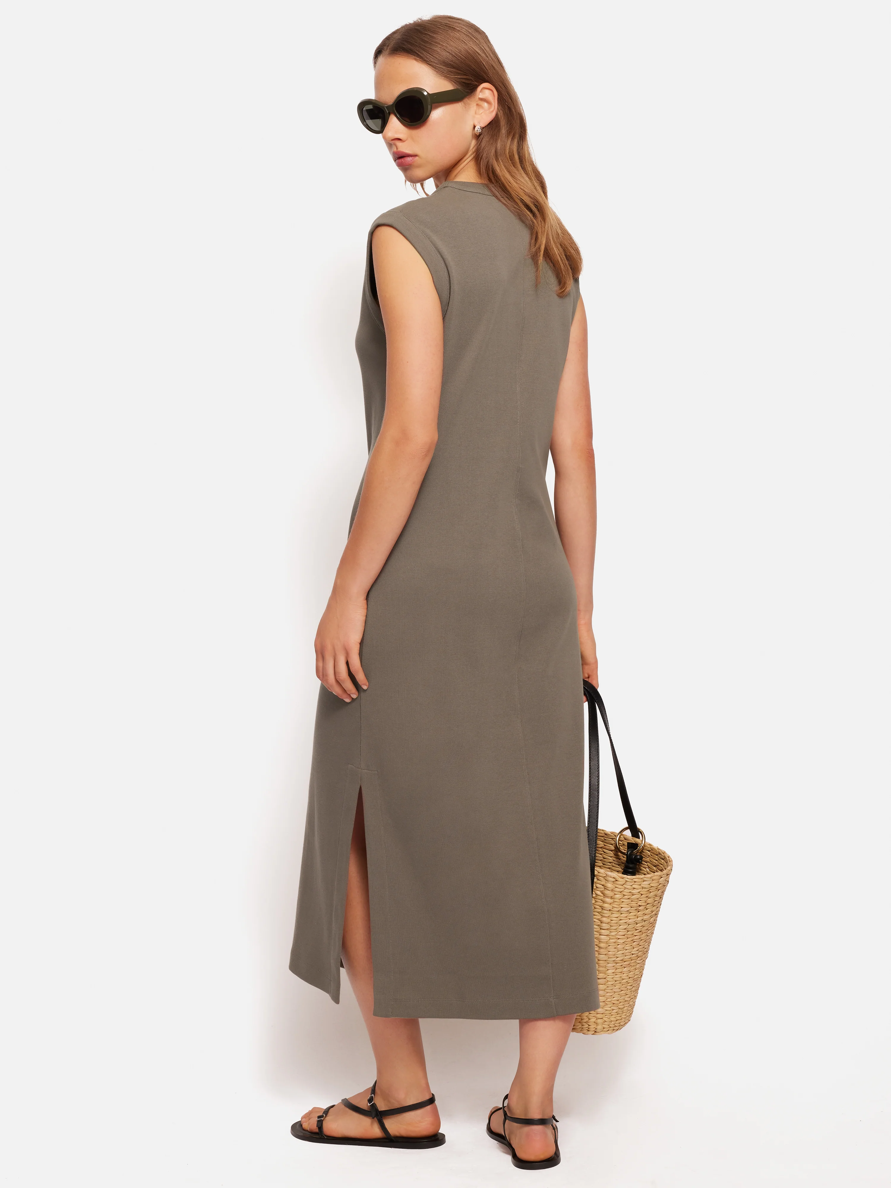 Column T Shirt Dress | Taupe - Image 4