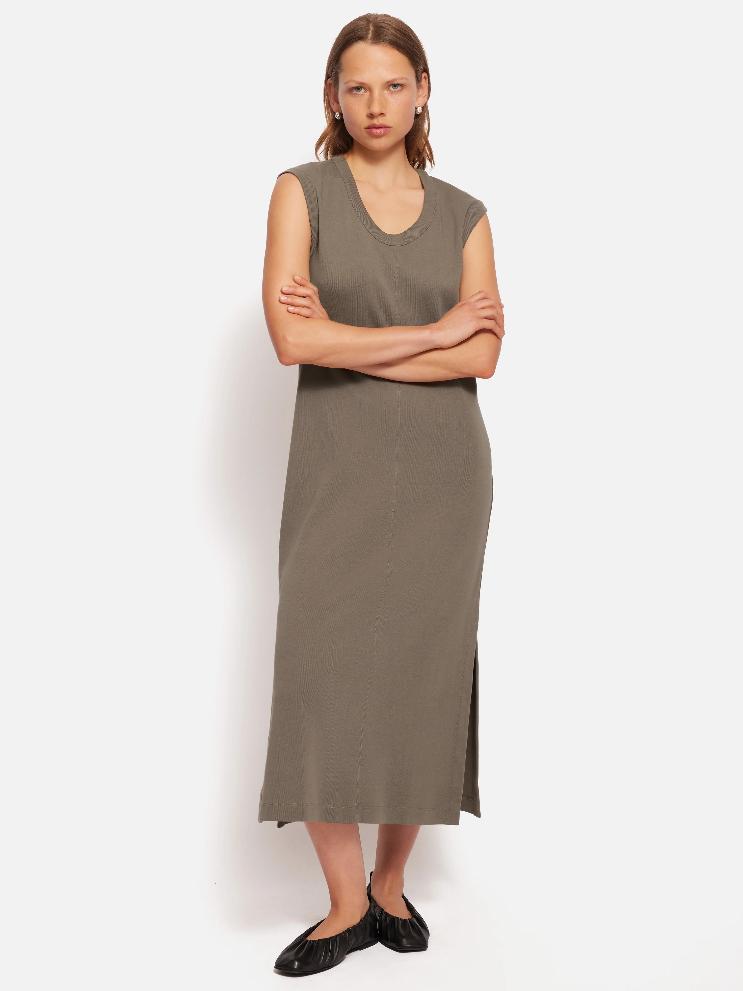 Column T Shirt Dress | Taupe - Image 5