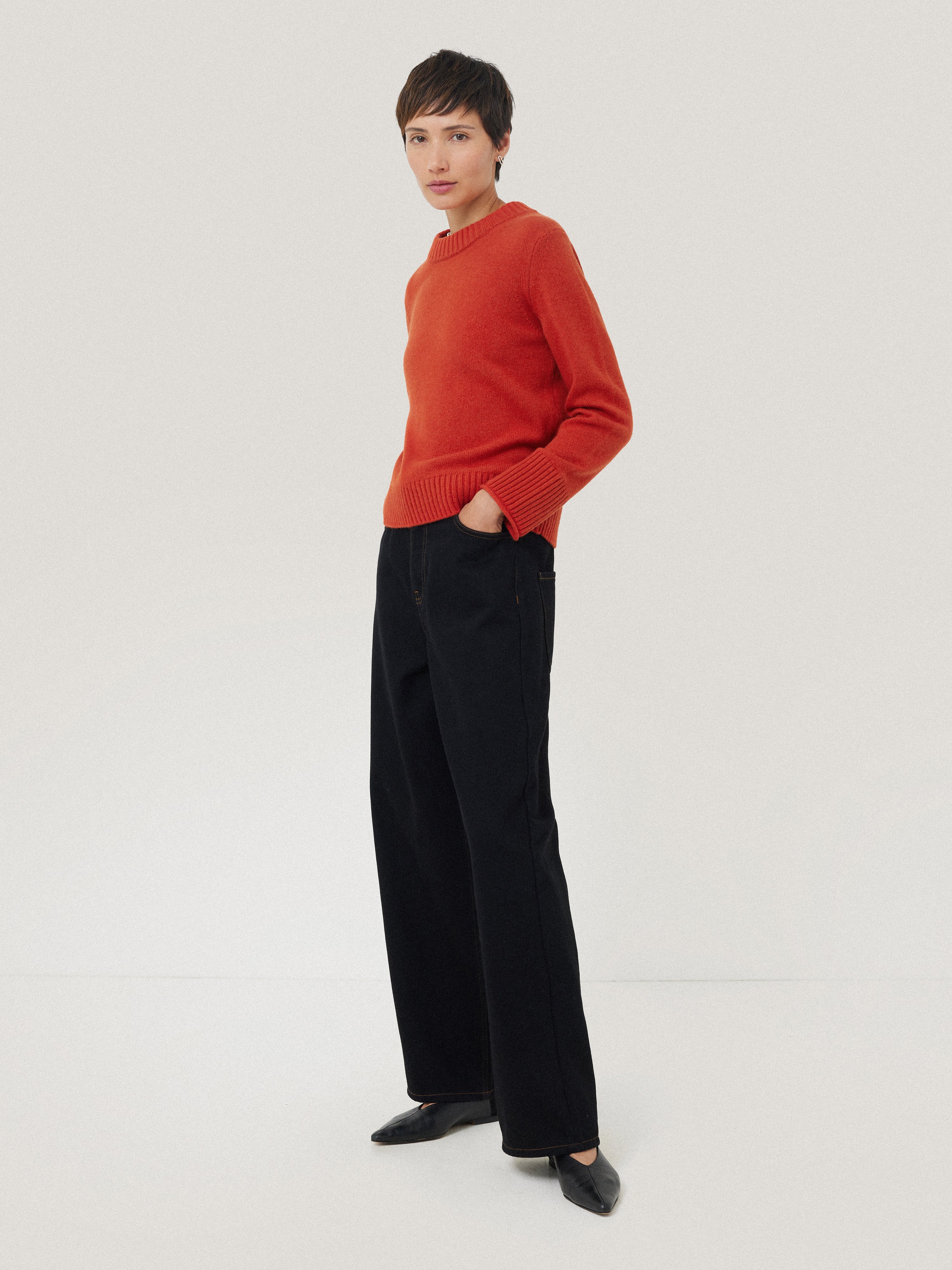 Compact Wool Cashmere Blend Jumper | Orange - Image 3