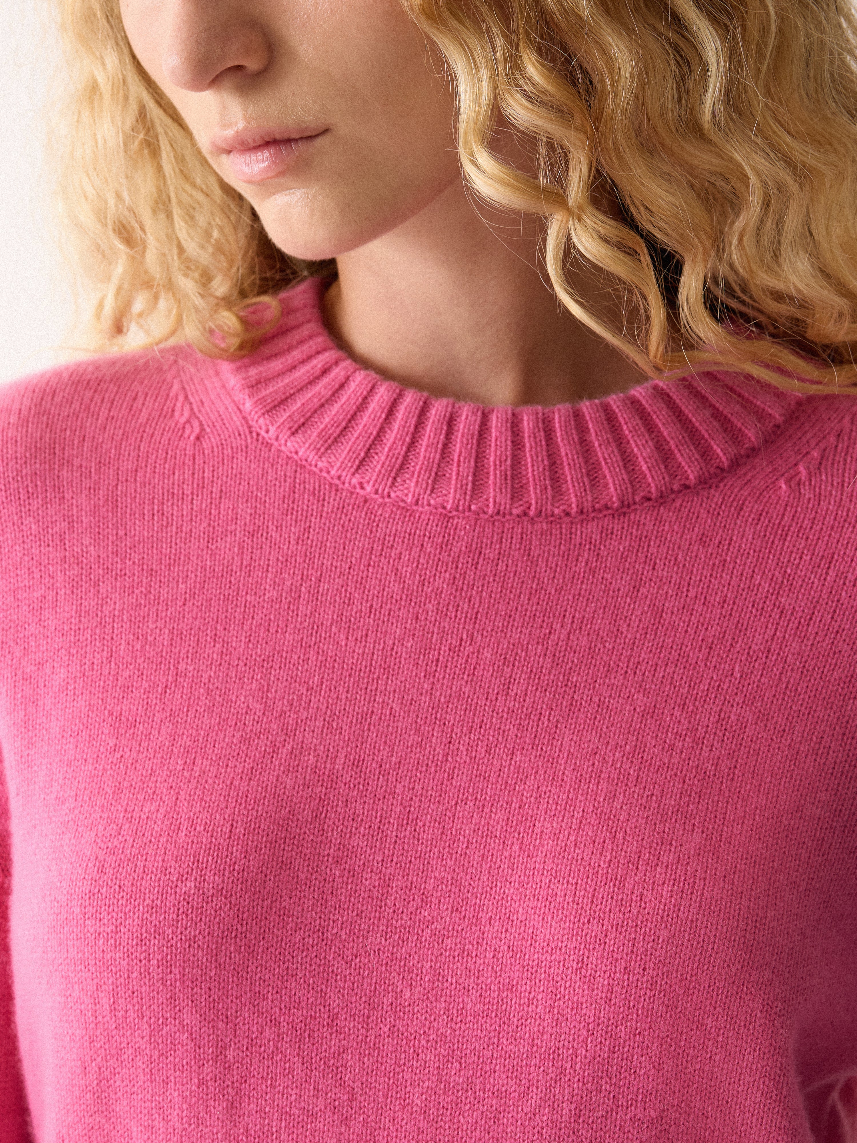 Compact Wool Cashmere Blend Jumper | Raspber | Raspberry Cream - Image 4