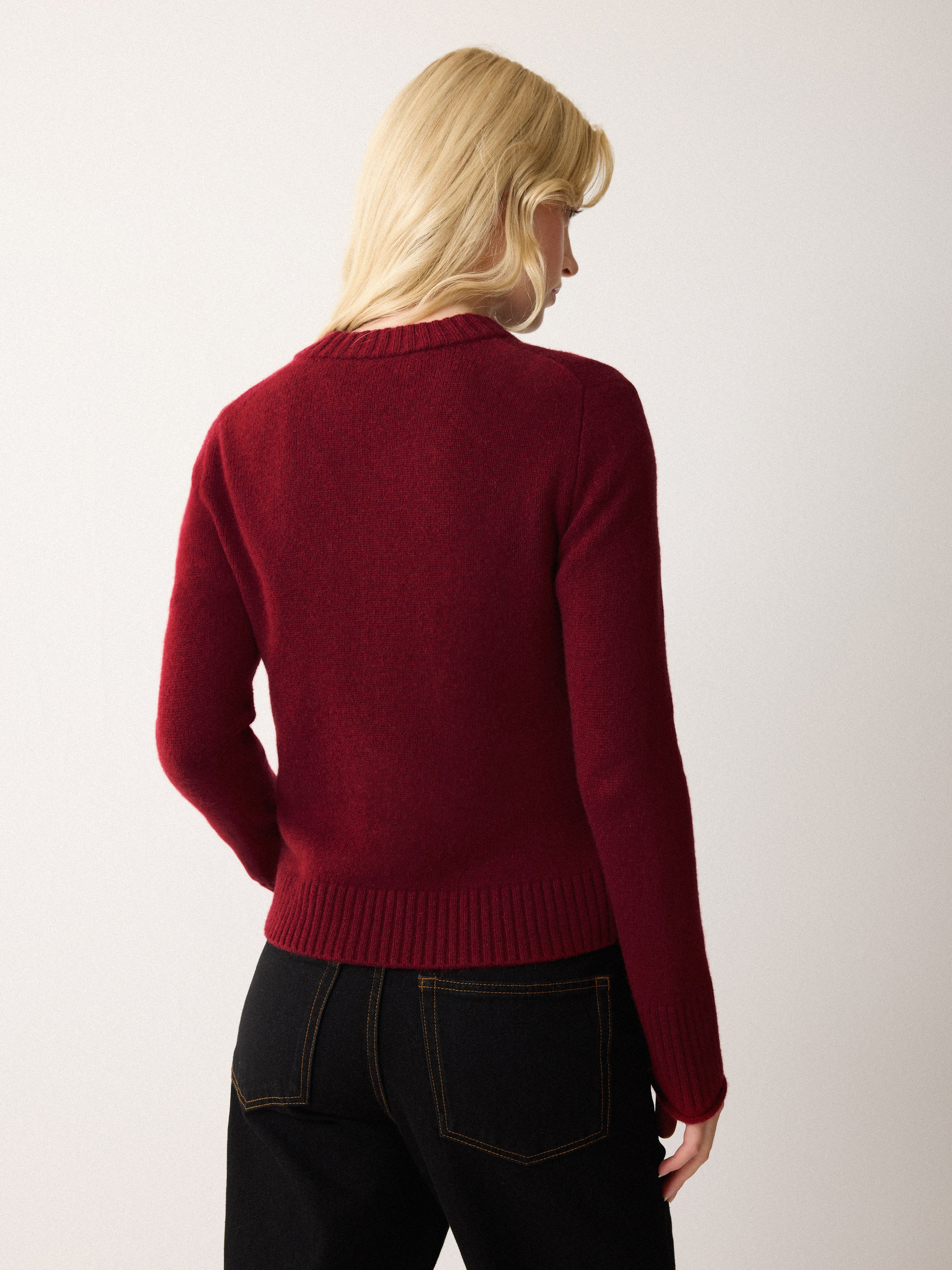 Compact Wool Cashmere Blend Jumper | Red - Image 5