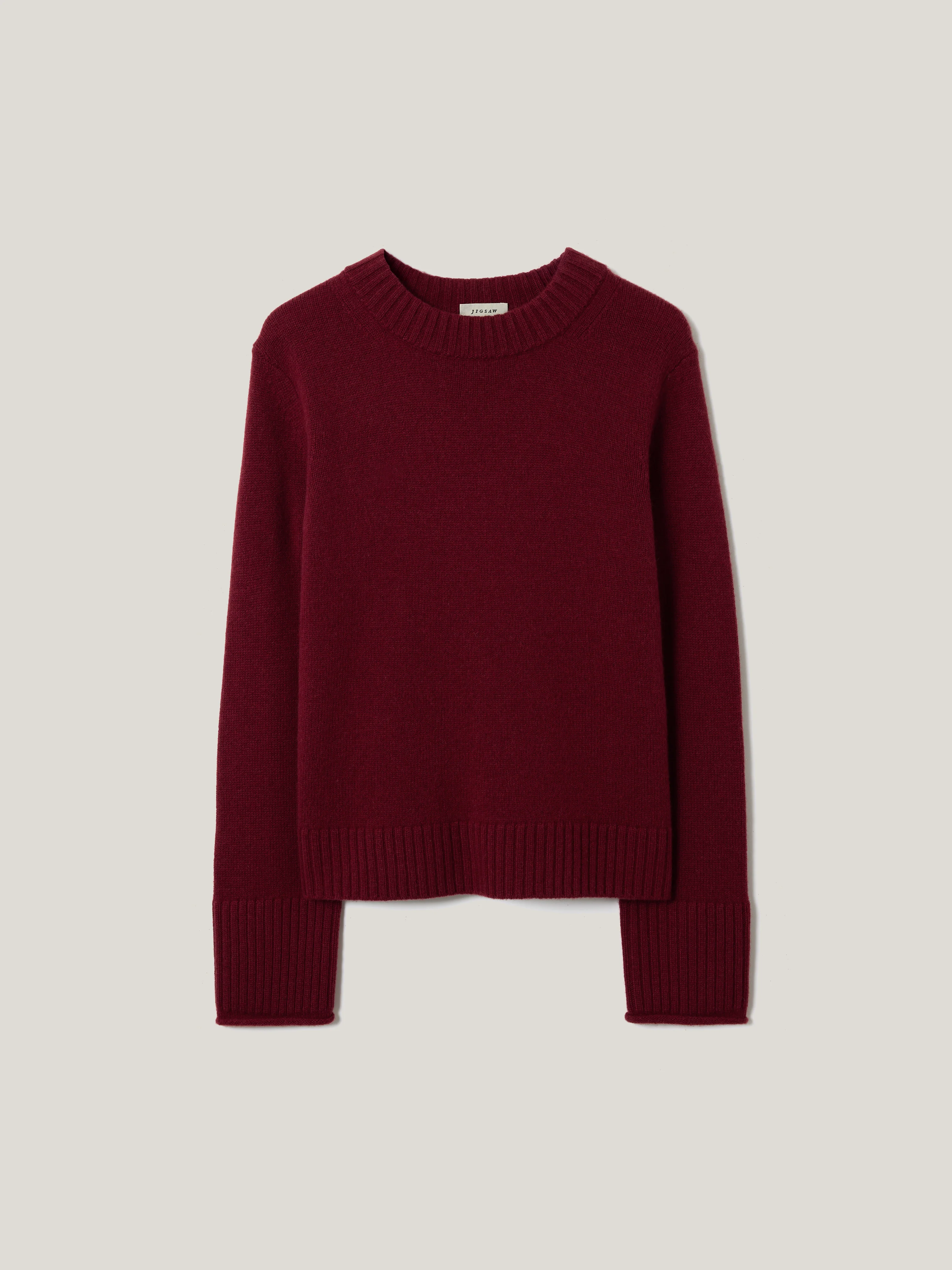Compact Wool Cashmere Blend Jumper | Red - Image 6