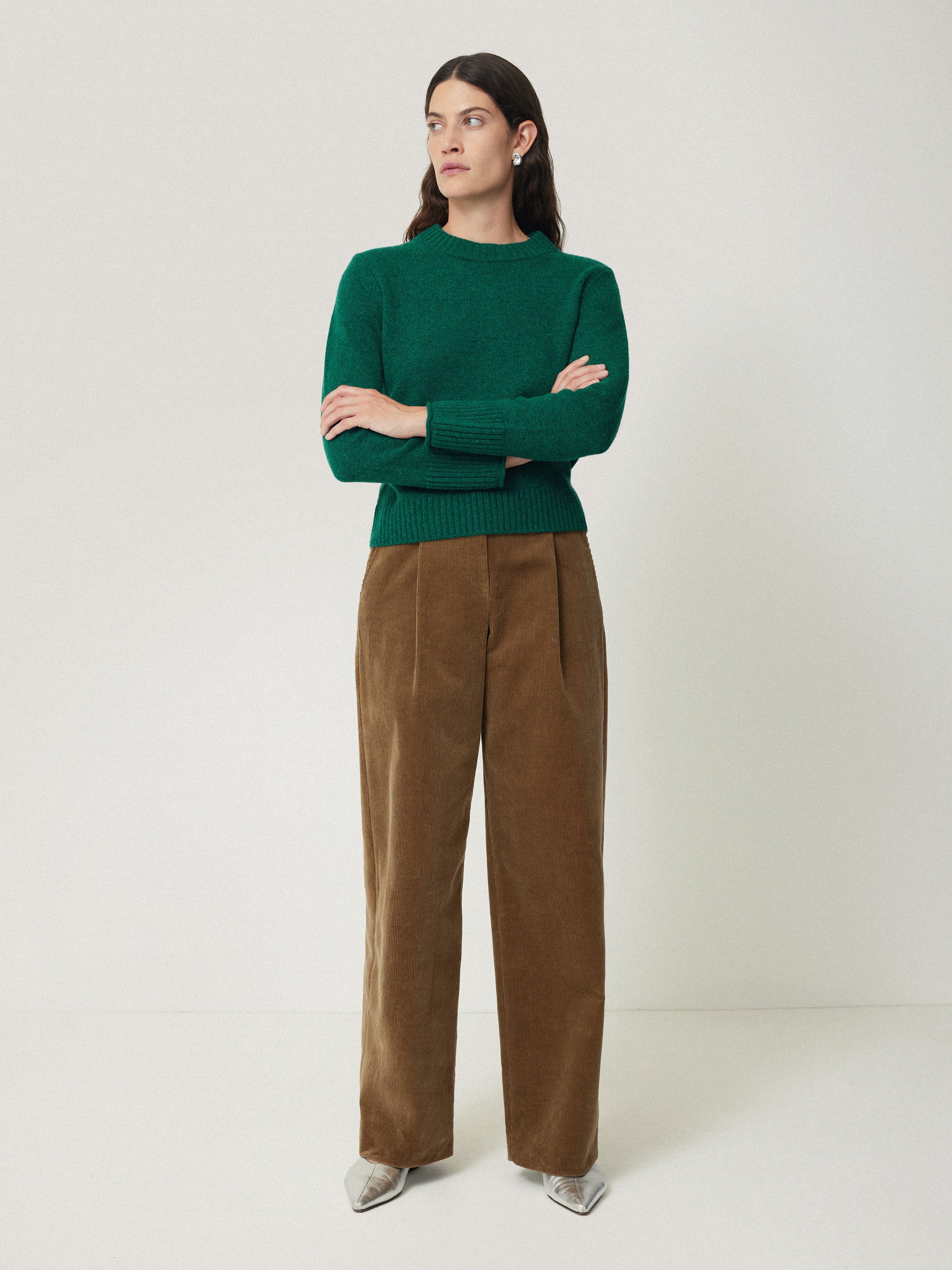 Compact Wool Cashmere Blend Jumper | Sherwood Green - Image 3