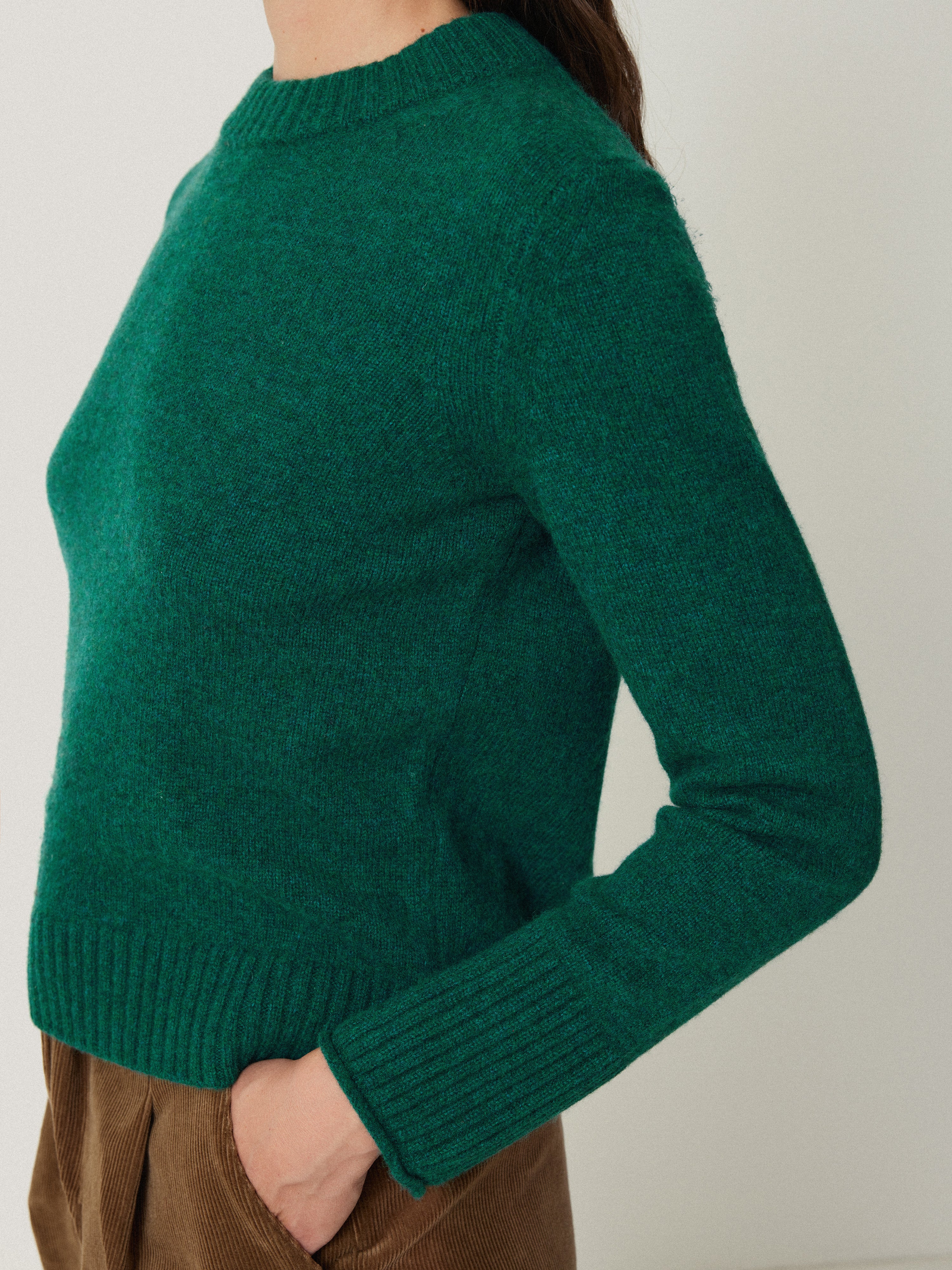 Compact Wool Cashmere Blend Jumper | Sherwood Green - Image 4