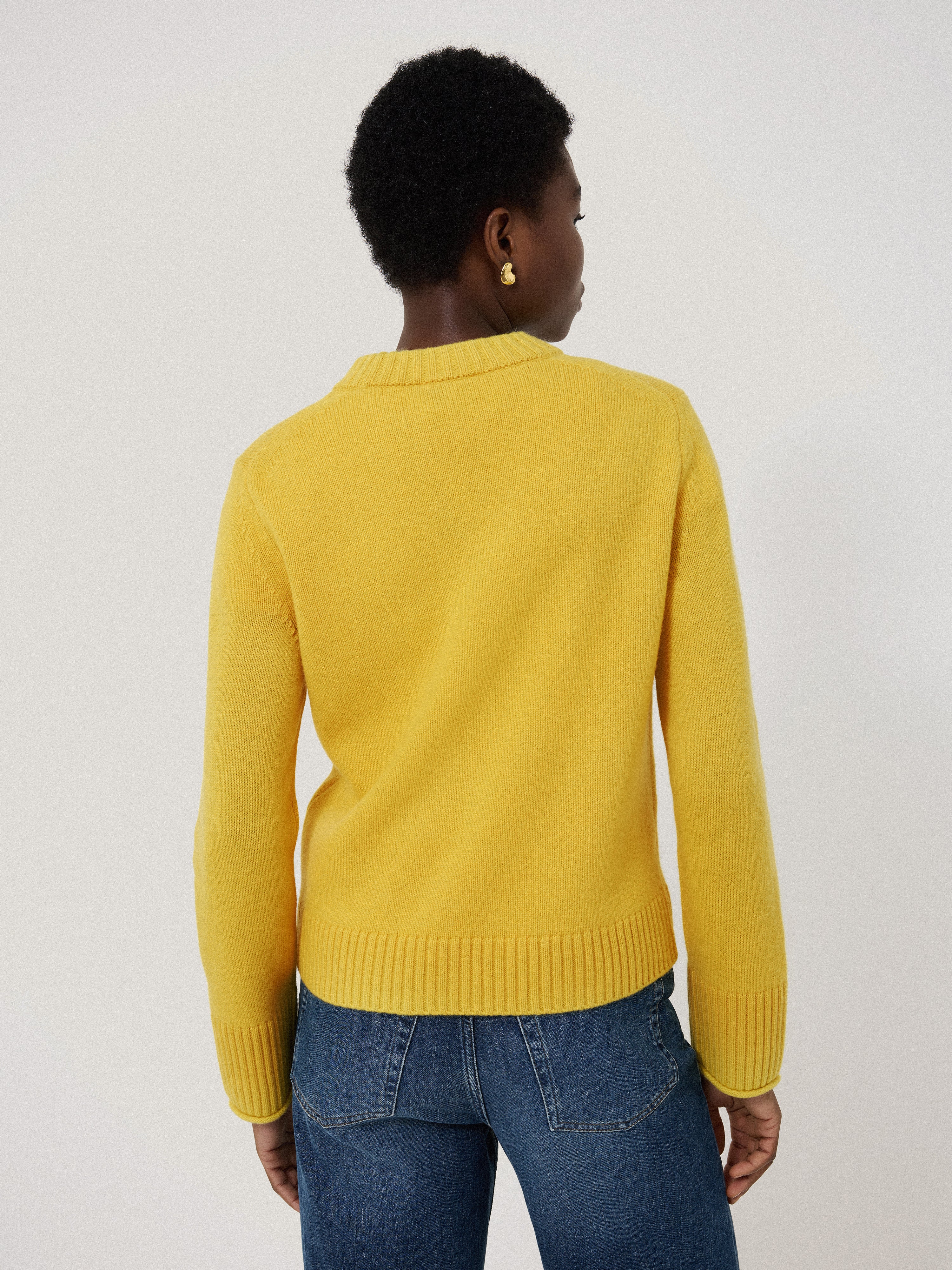 Compact Wool Cashmere Blend Jumper | Yellow - Image 5