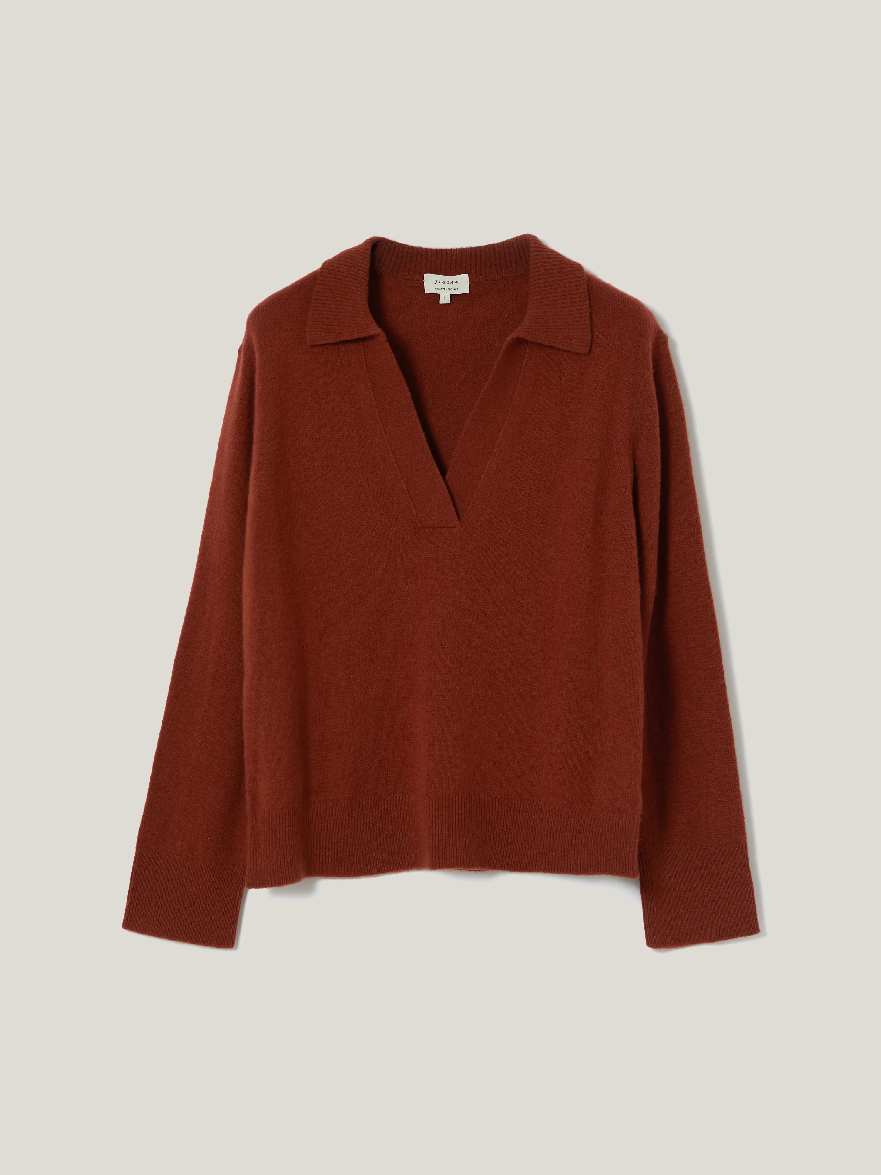 Compact Wool Collar Jumper | Red - Image 7