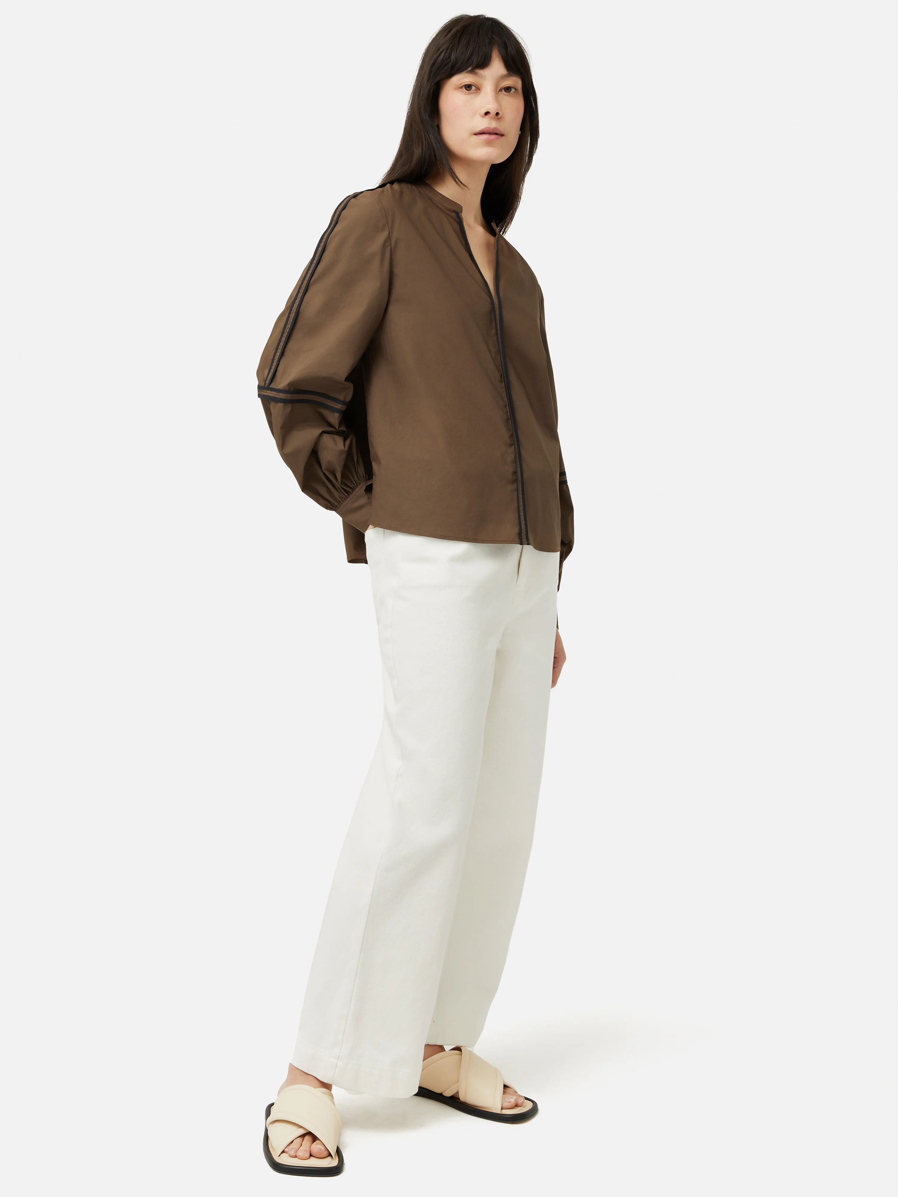 Contrast Tape Detail Top | Brown - Image 3