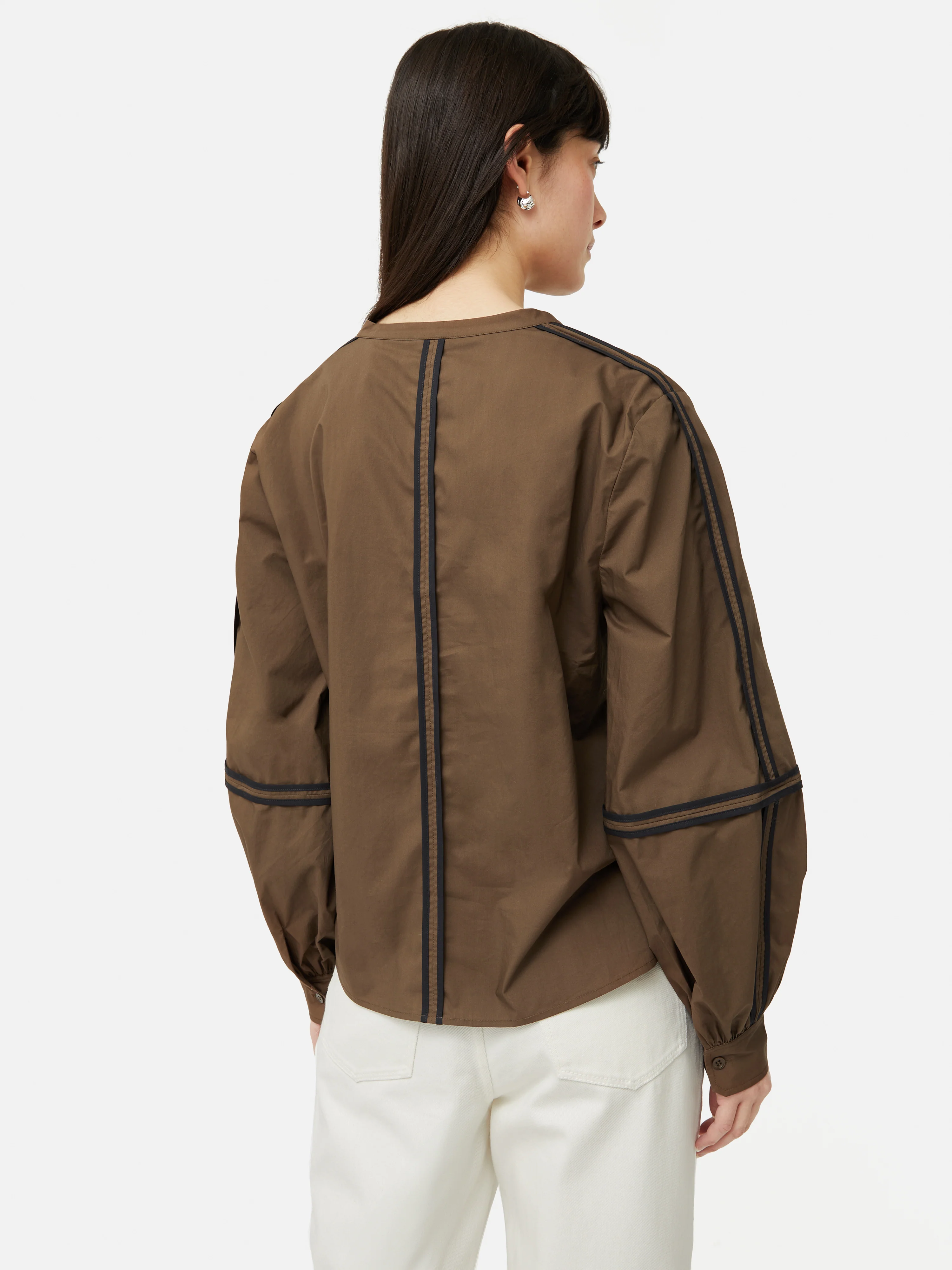 Contrast Tape Detail Top | Brown - Image 4