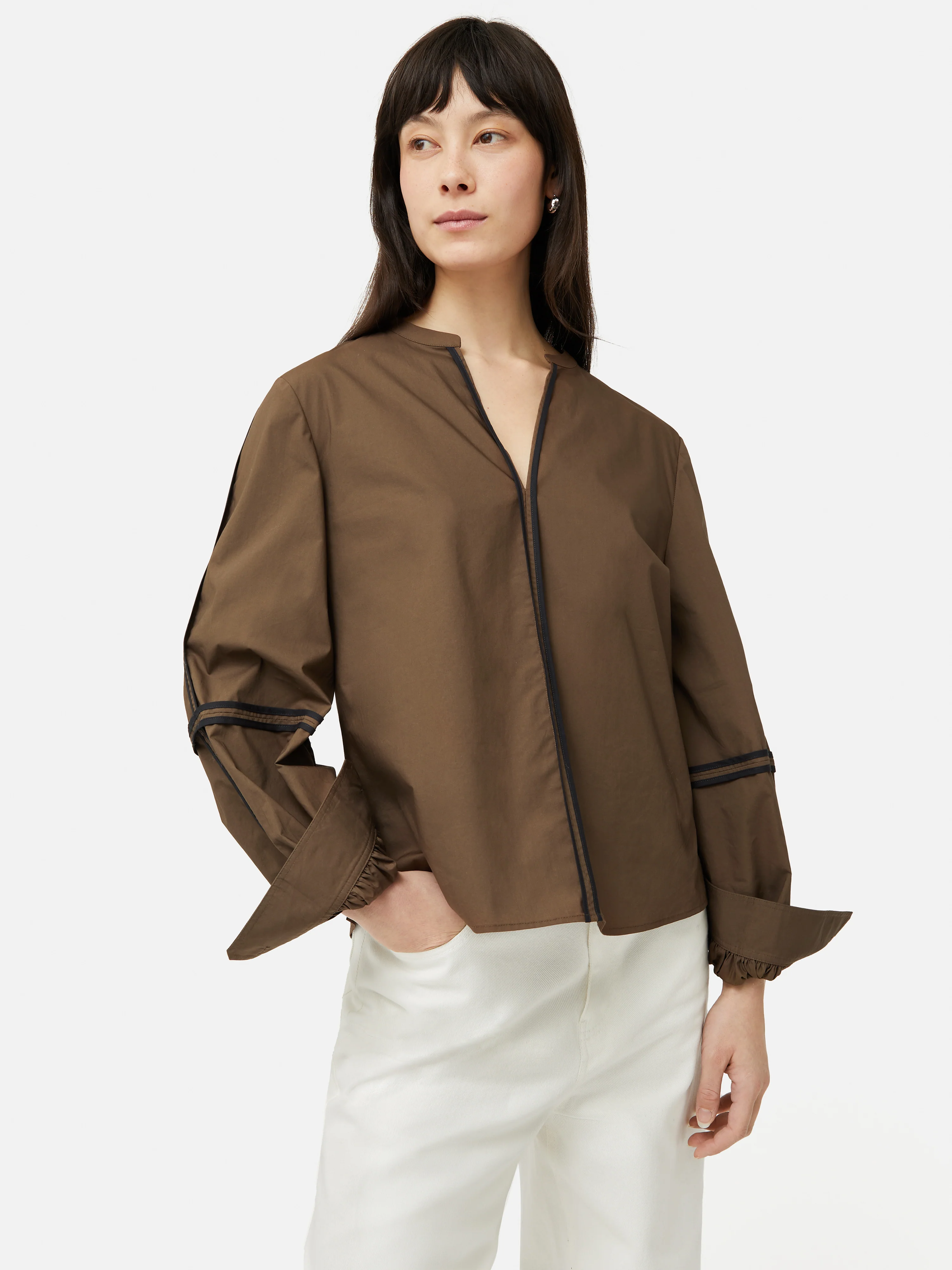 Contrast Tape Detail Top | Brown - Image 5