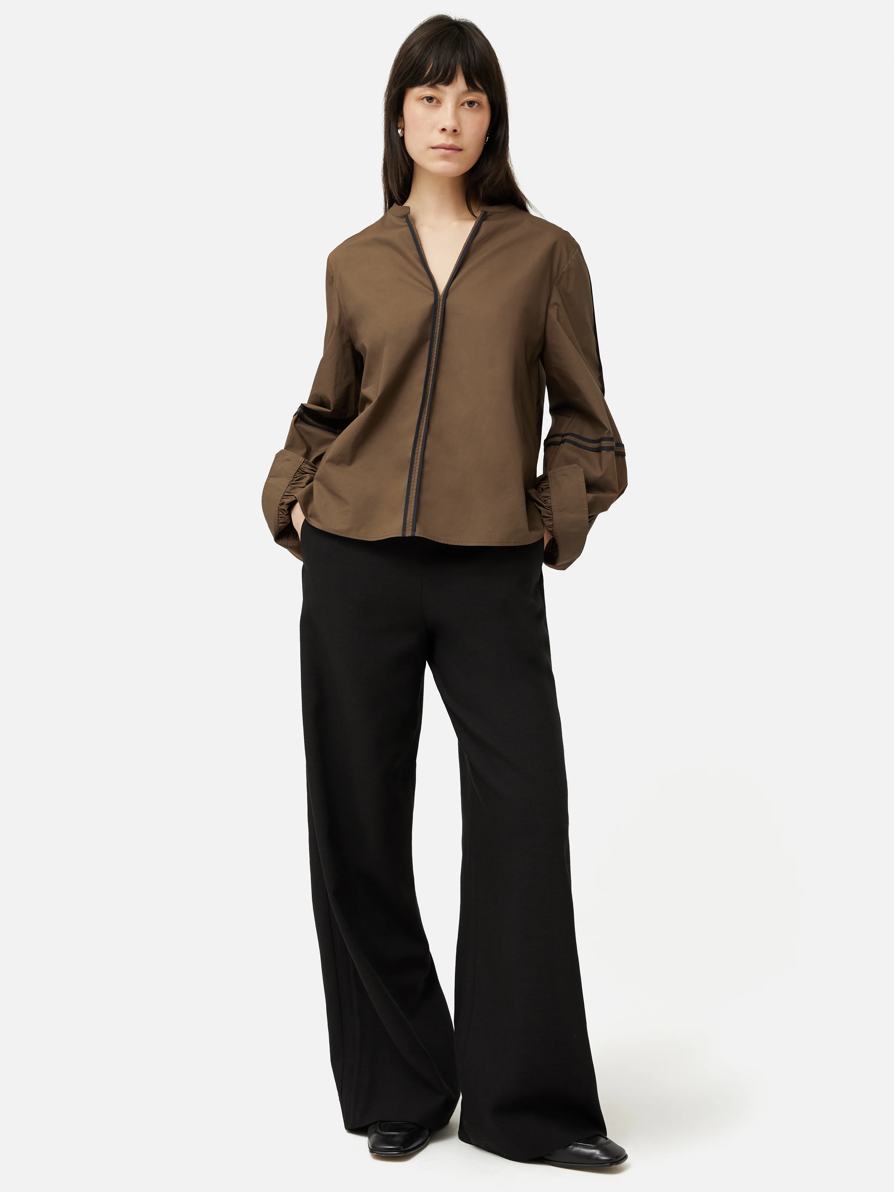 Contrast Tape Detail Top | Brown - Image 6