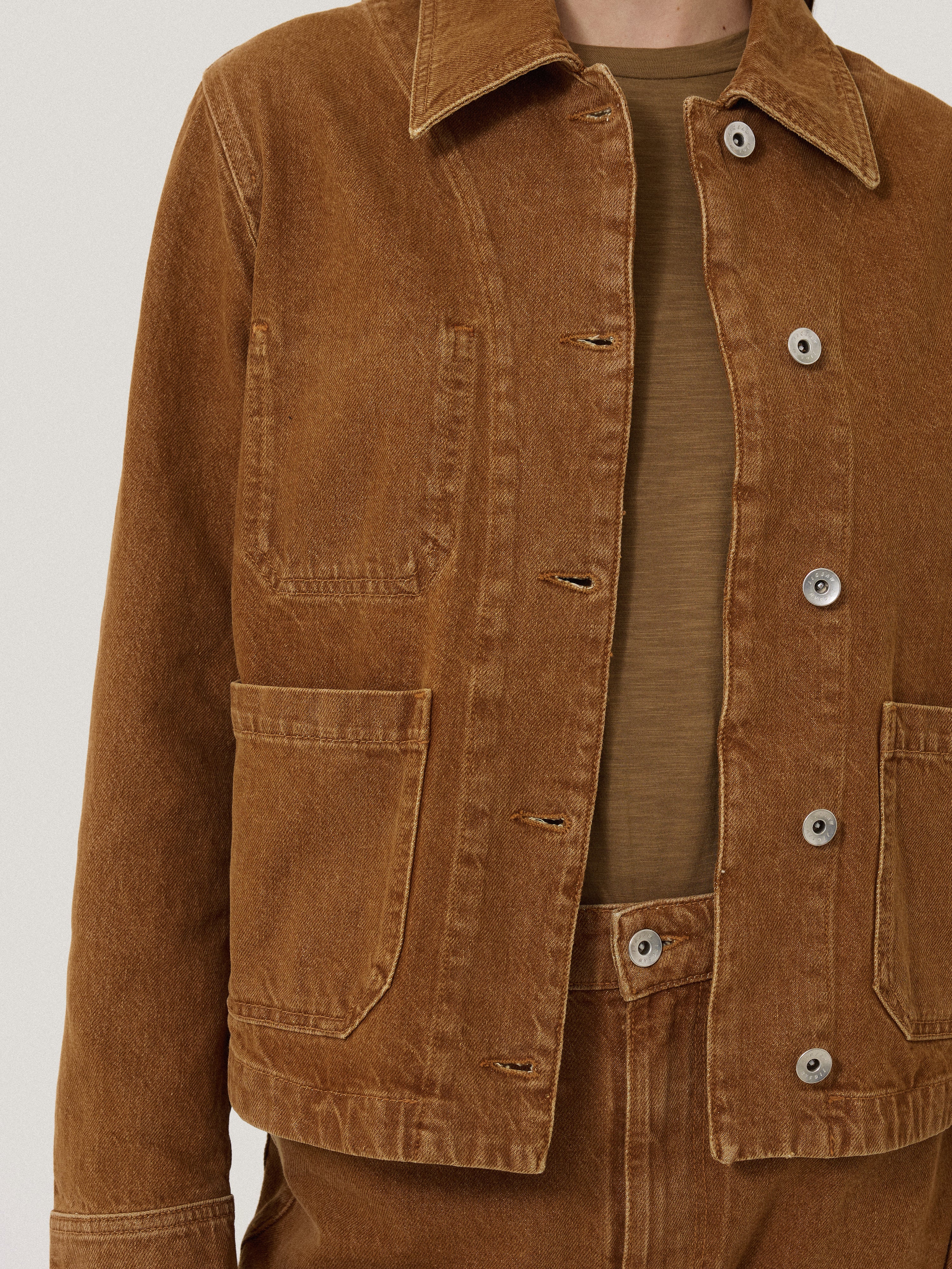 Cooper Denim Cropped Jacket | Tan Snow Wash - Image 4