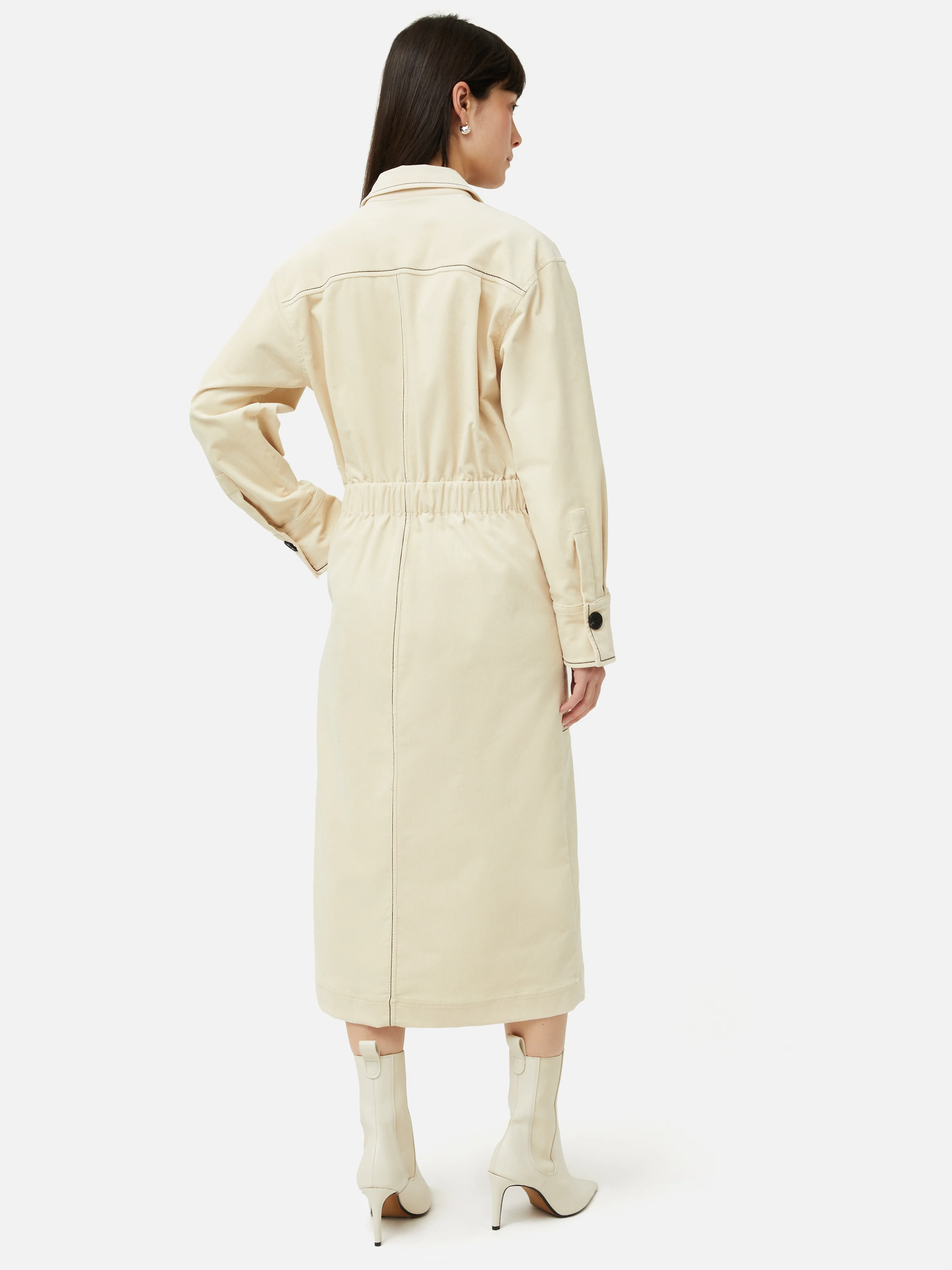Cord Shirt Dress | Cream - Image 4
