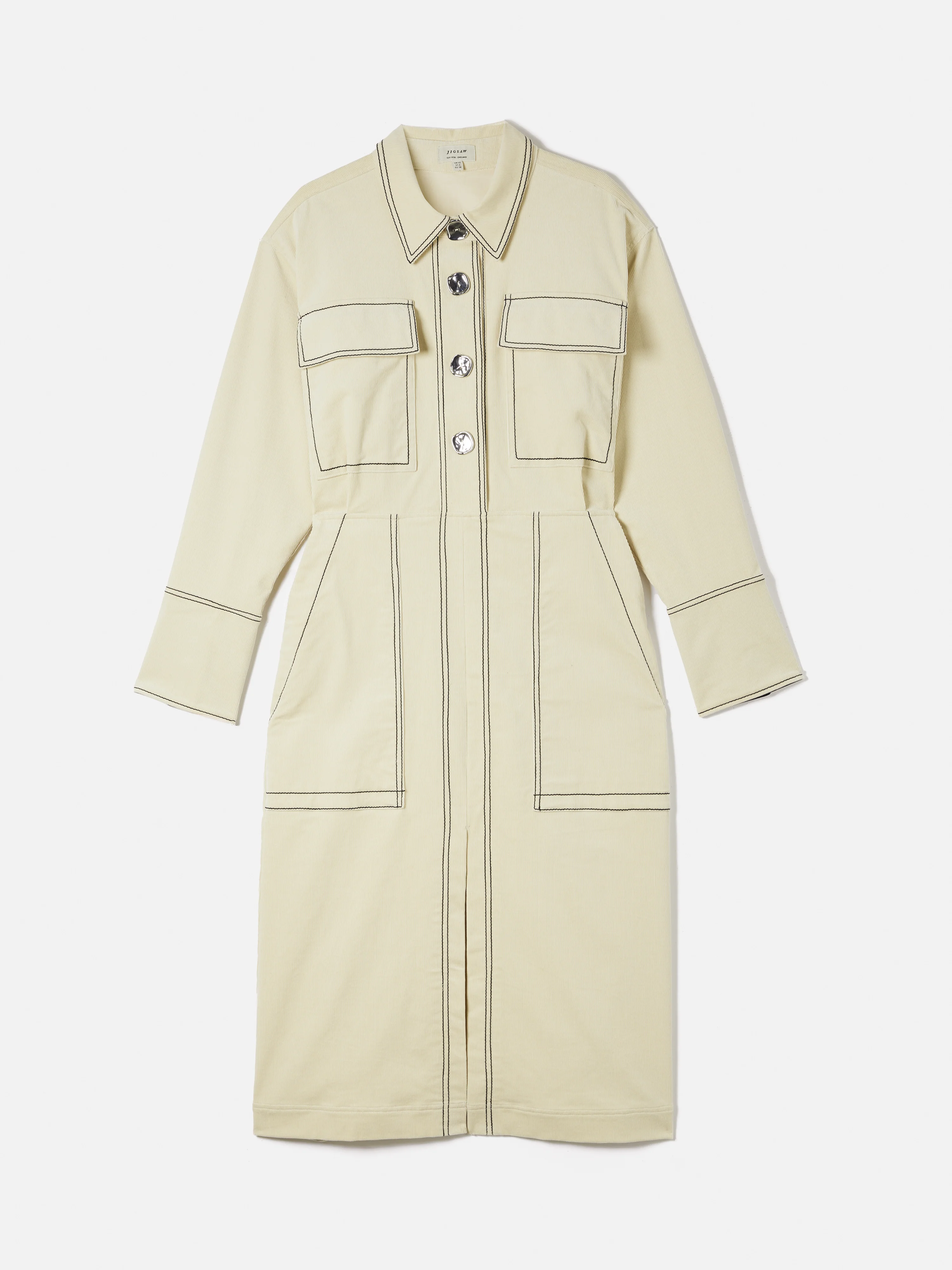 Cord Shirt Dress | Cream - Image 7