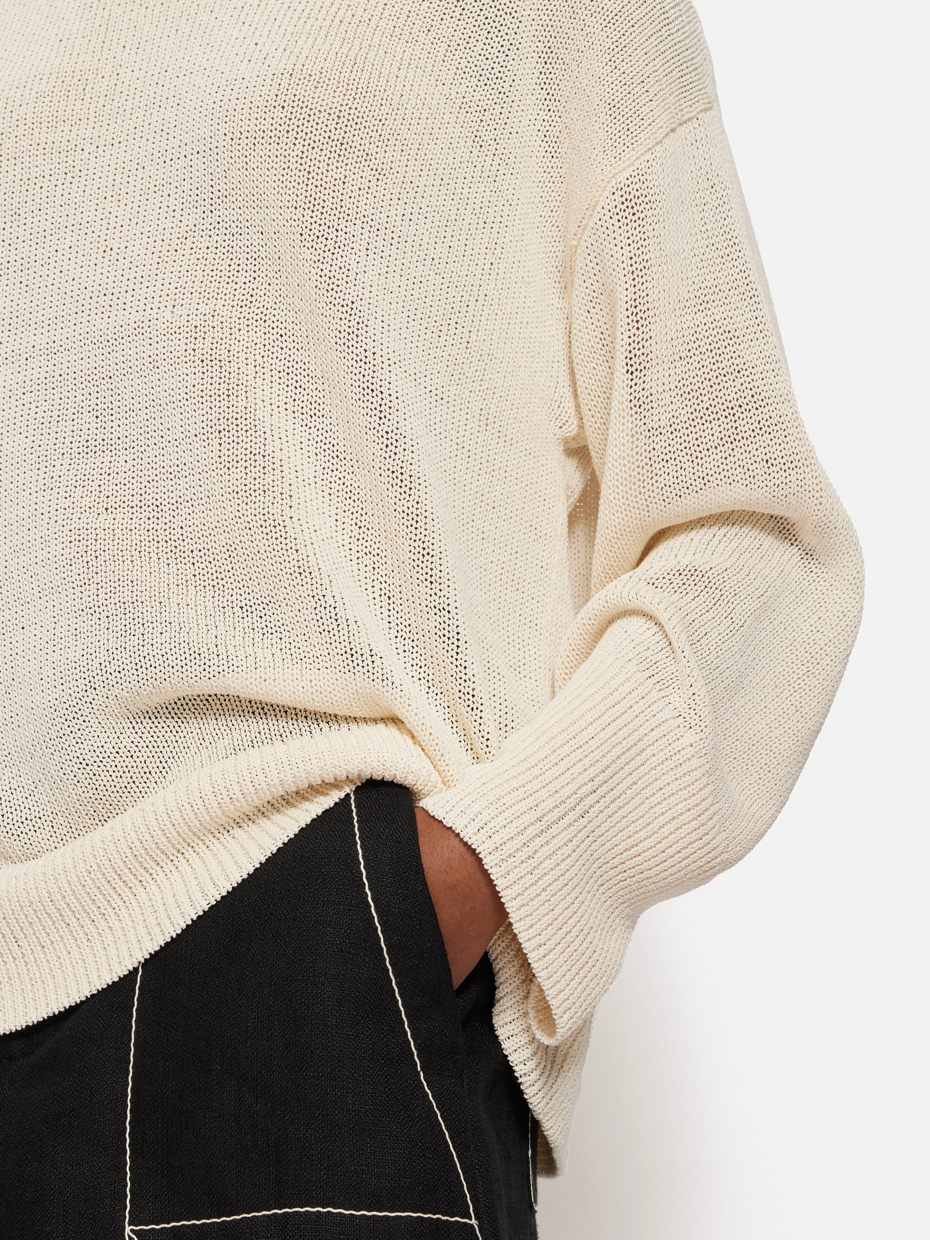 Corded Cotton Blend Jumper | Cream - Image 4