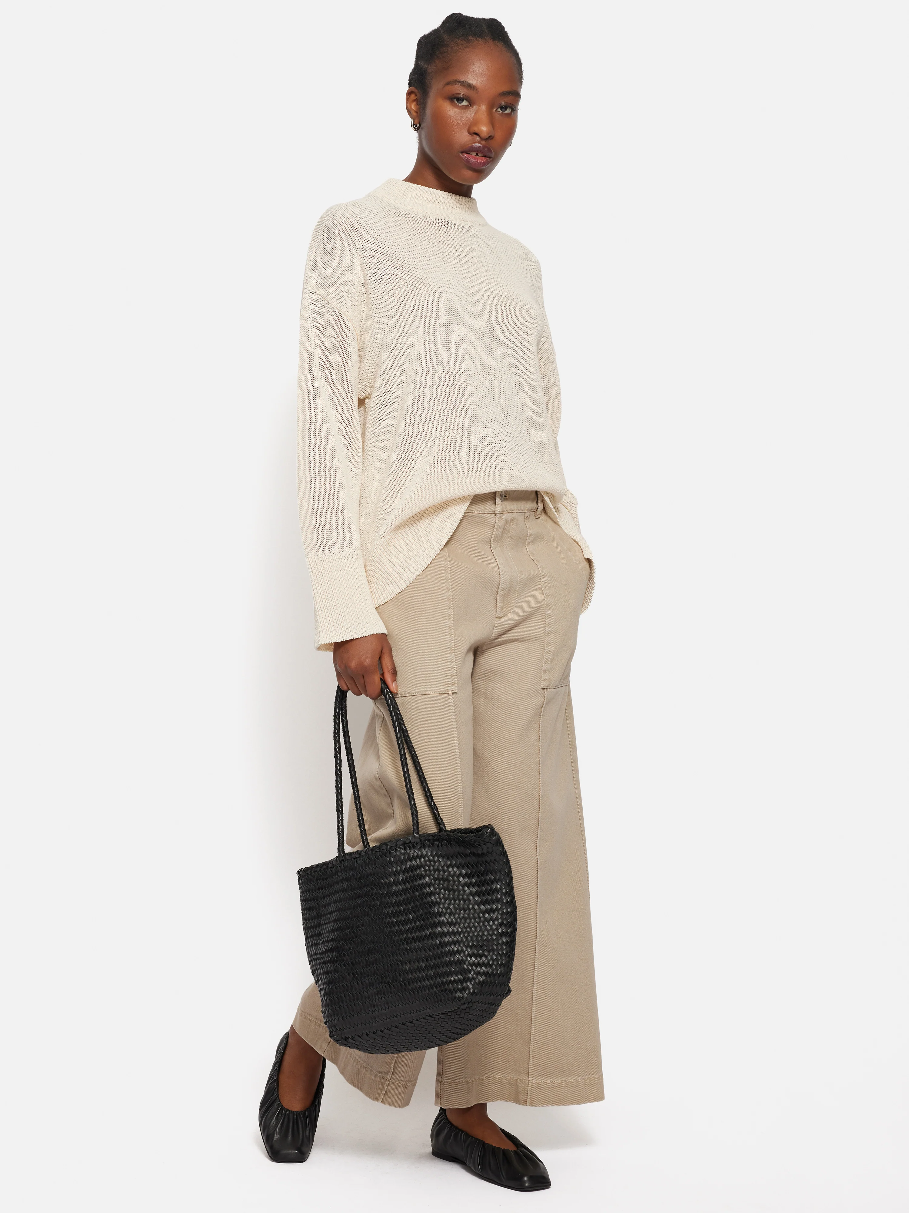 Corded Cotton Blend Jumper | Cream - Image 6
