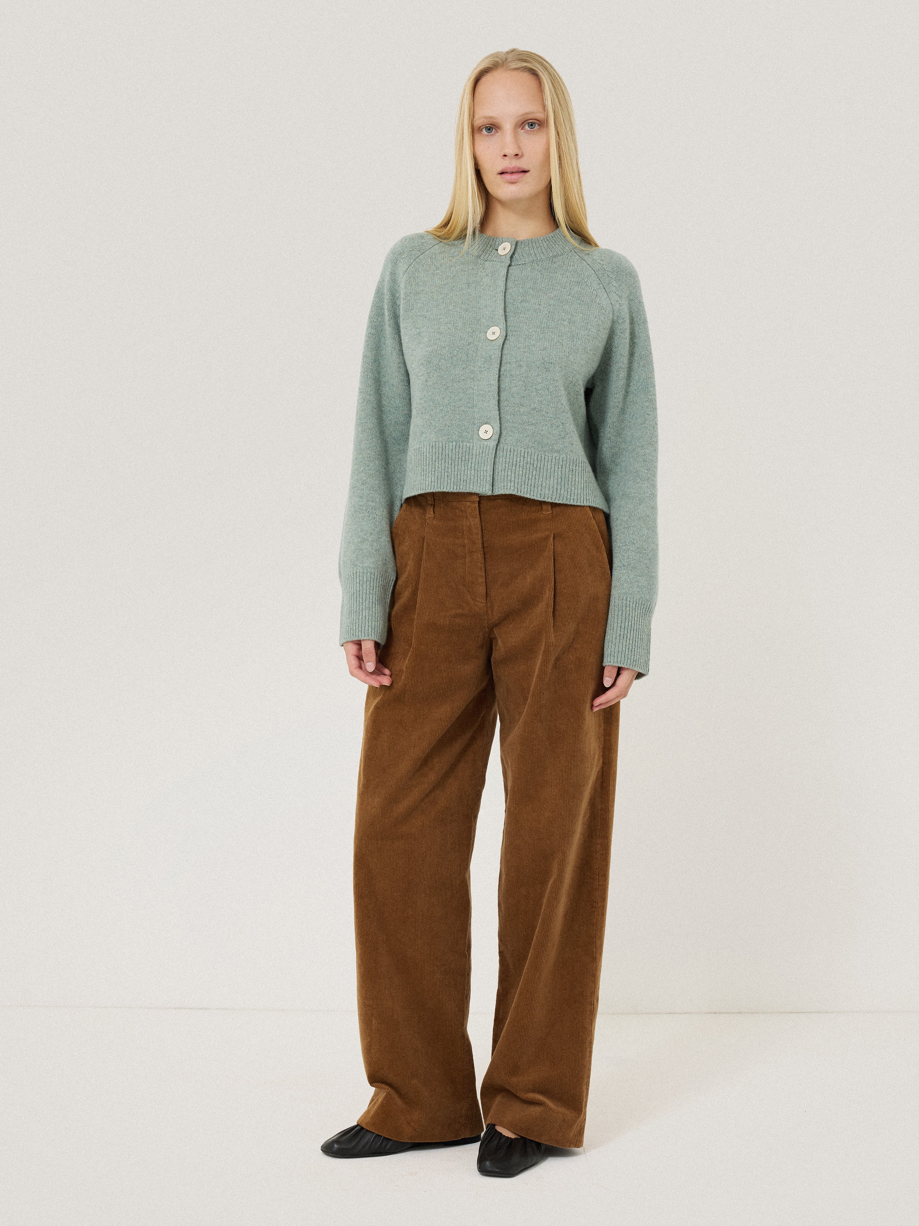 Corduroy Pleat Trouser | Brown - Image 4