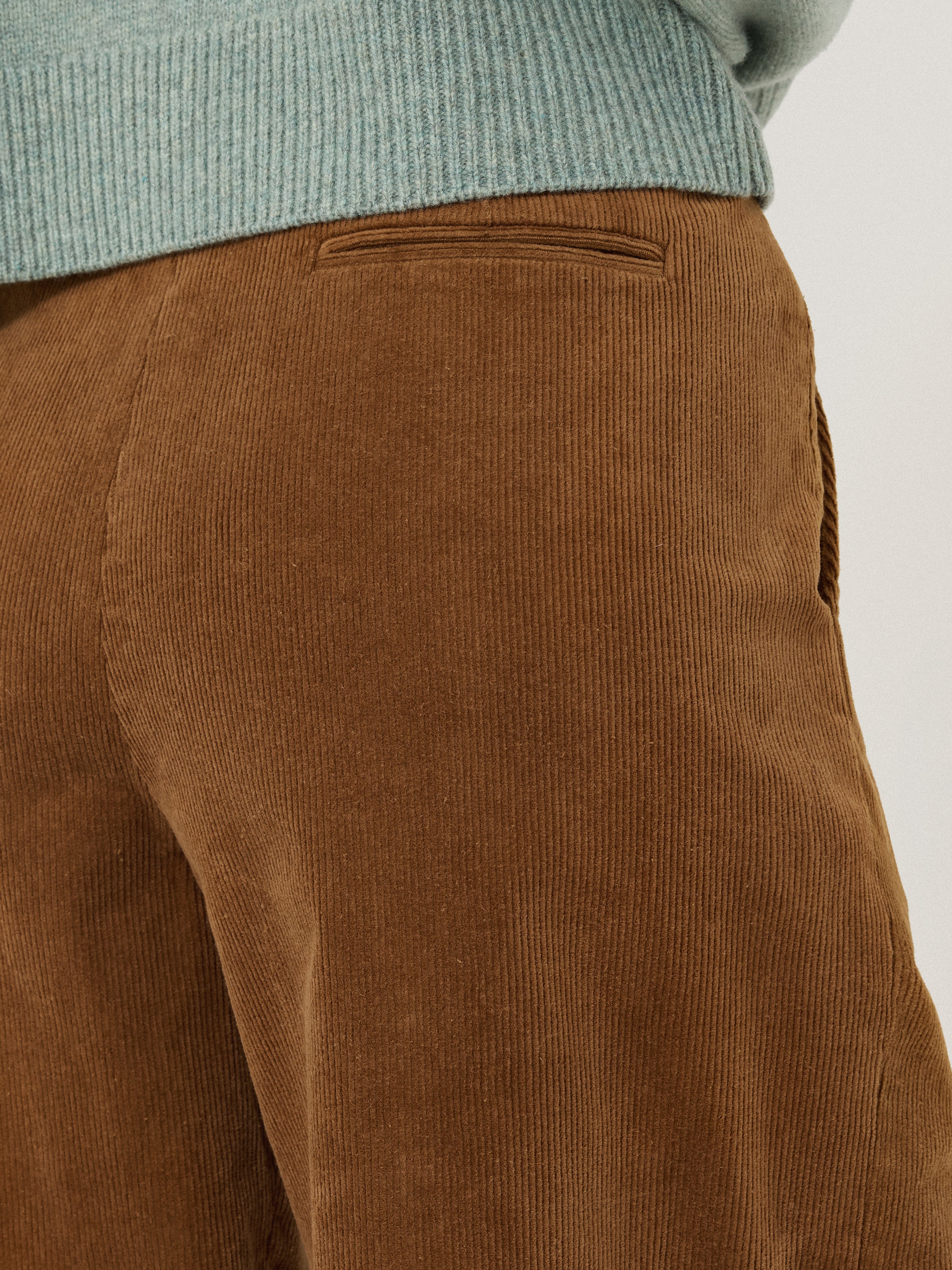 Corduroy Pleat Trouser | Brown - Image 5