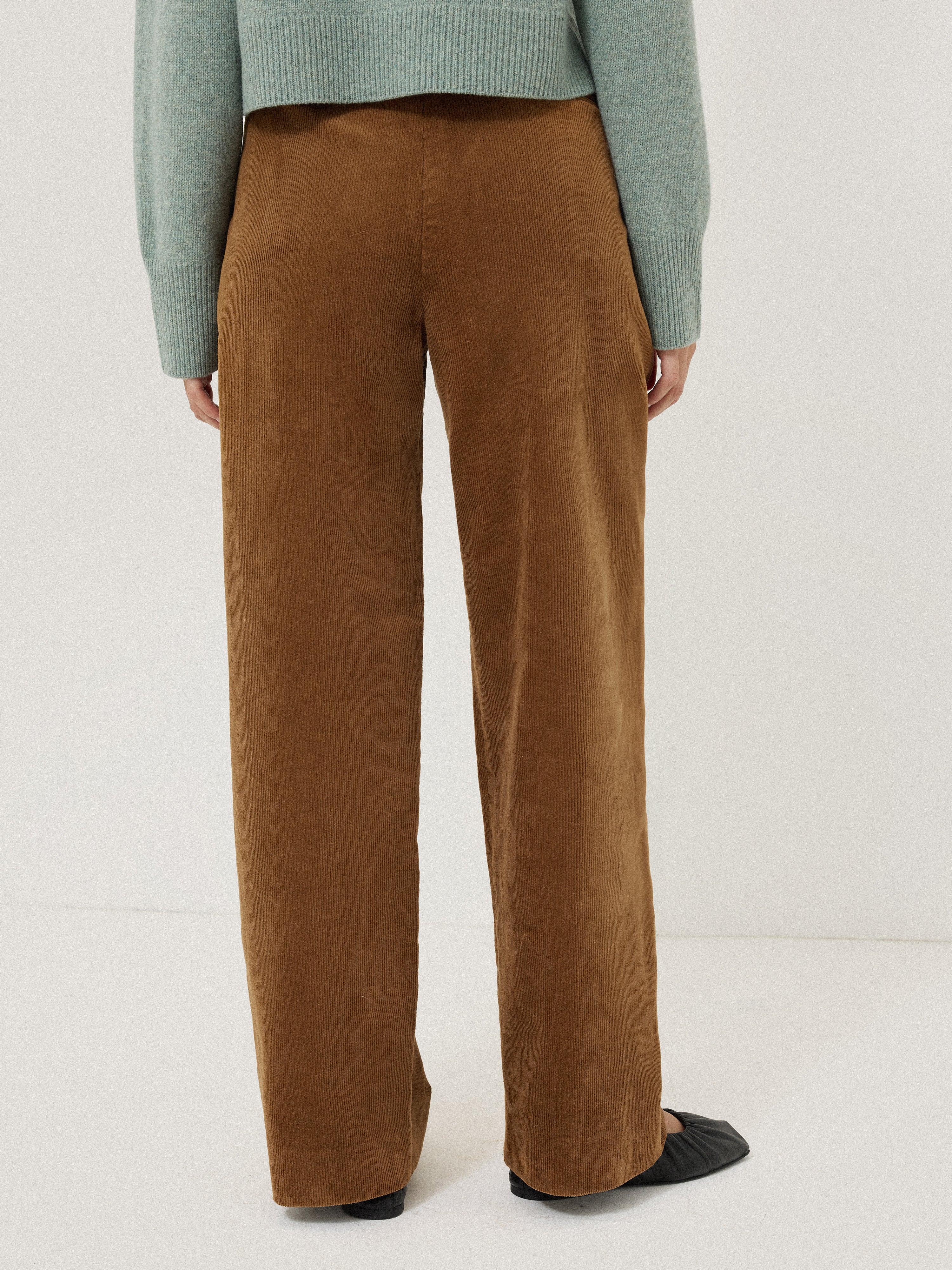 Corduroy Pleat Trouser | Brown - Image 6