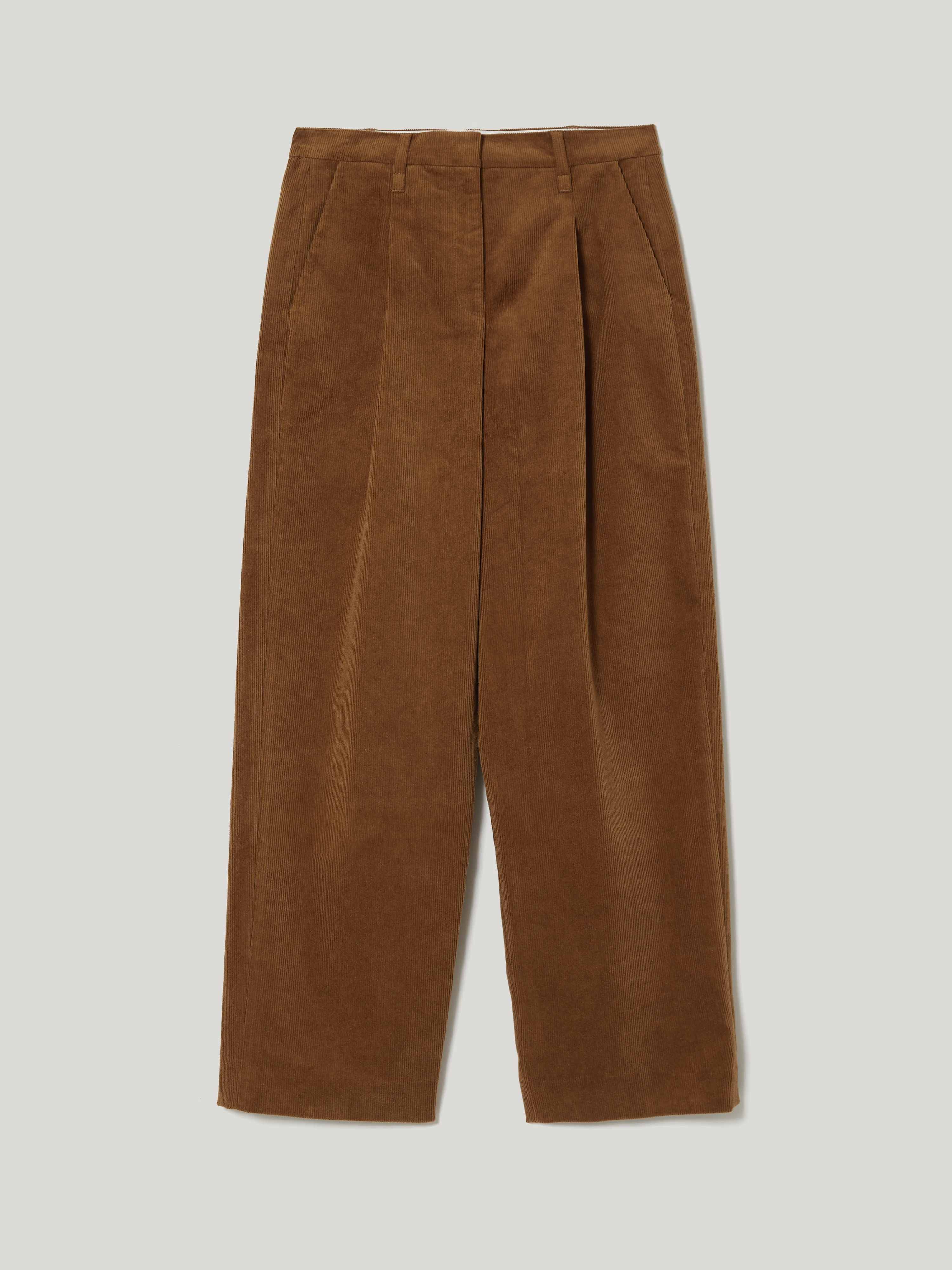 Corduroy Pleat Trouser | Brown - Image 8