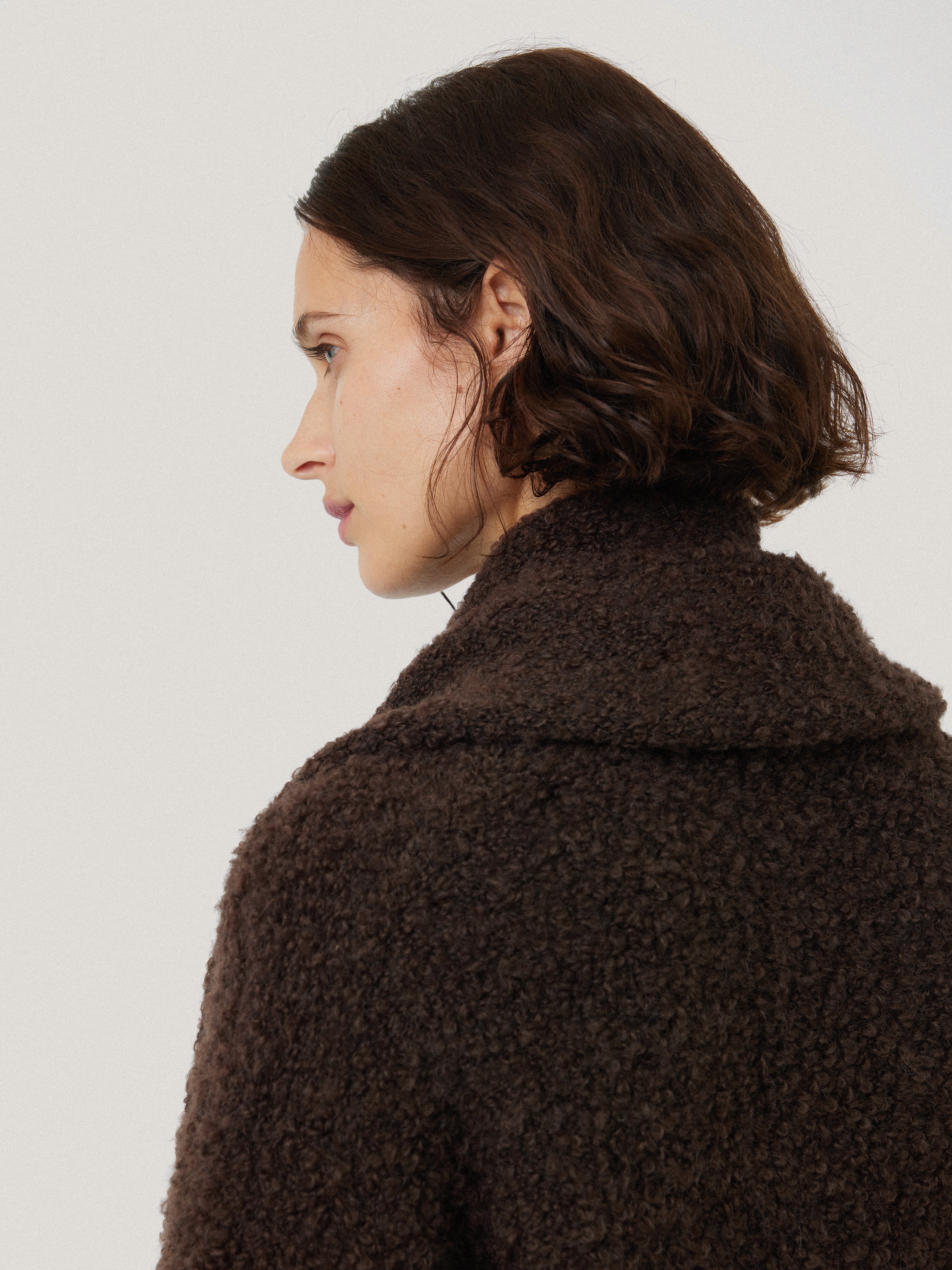 Cosy Boucle Scarf Cardi | Brown - Image 4