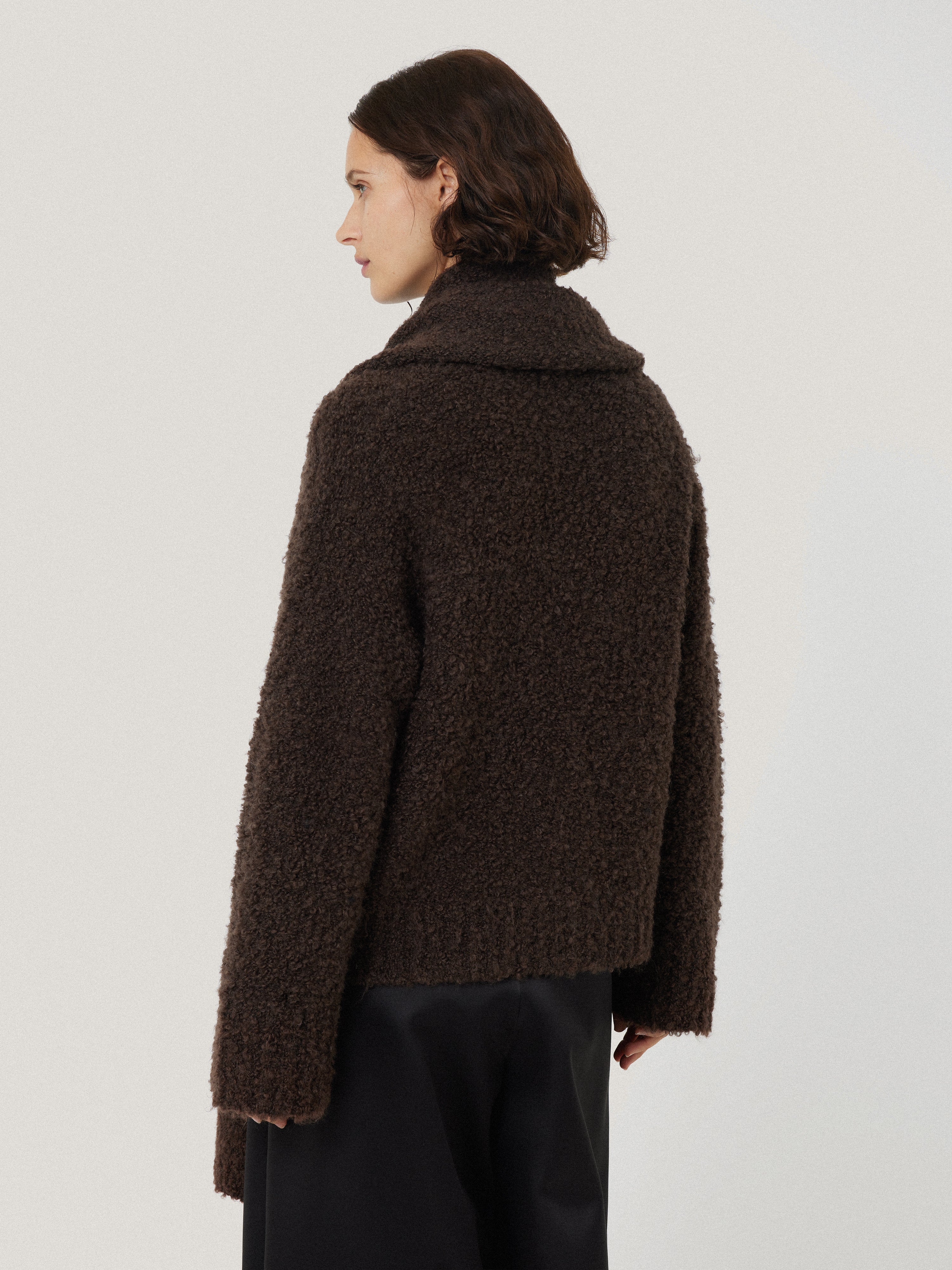 Cosy Boucle Scarf Cardi | Brown - Image 5