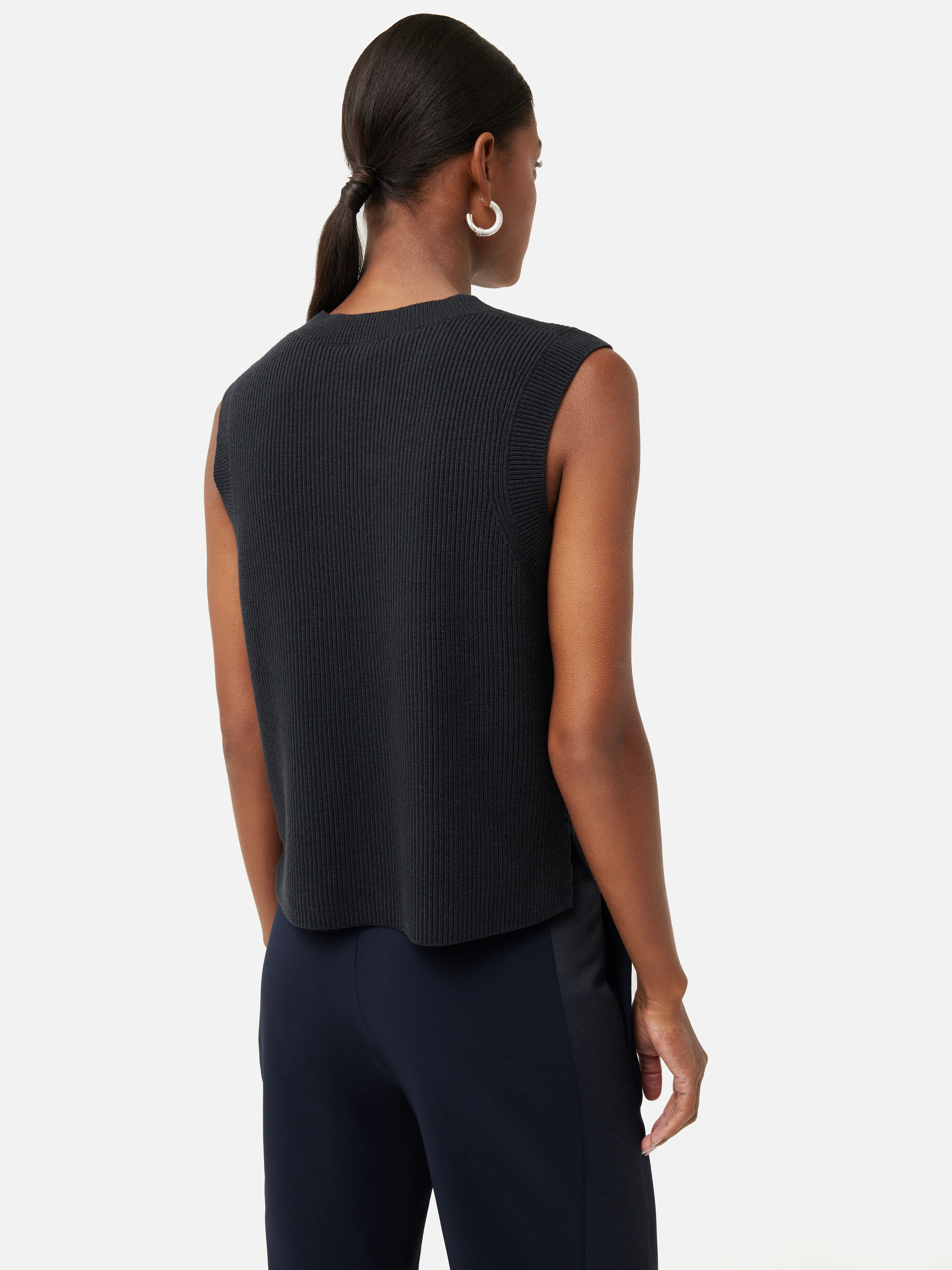Cotton Blend Crew Tank | Black - Image 5