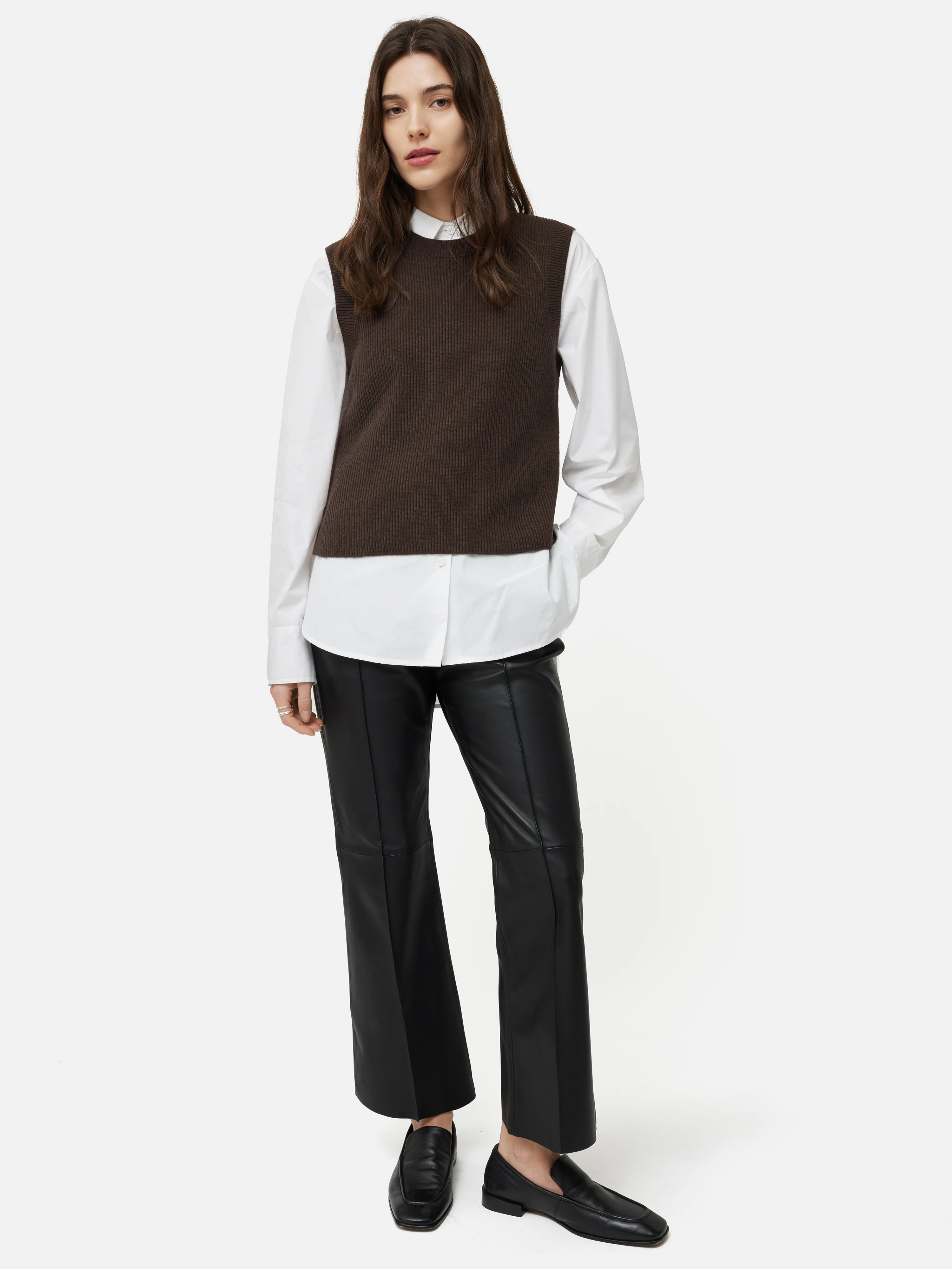 Cotton Blend Crew Tank | Brown - Image 4