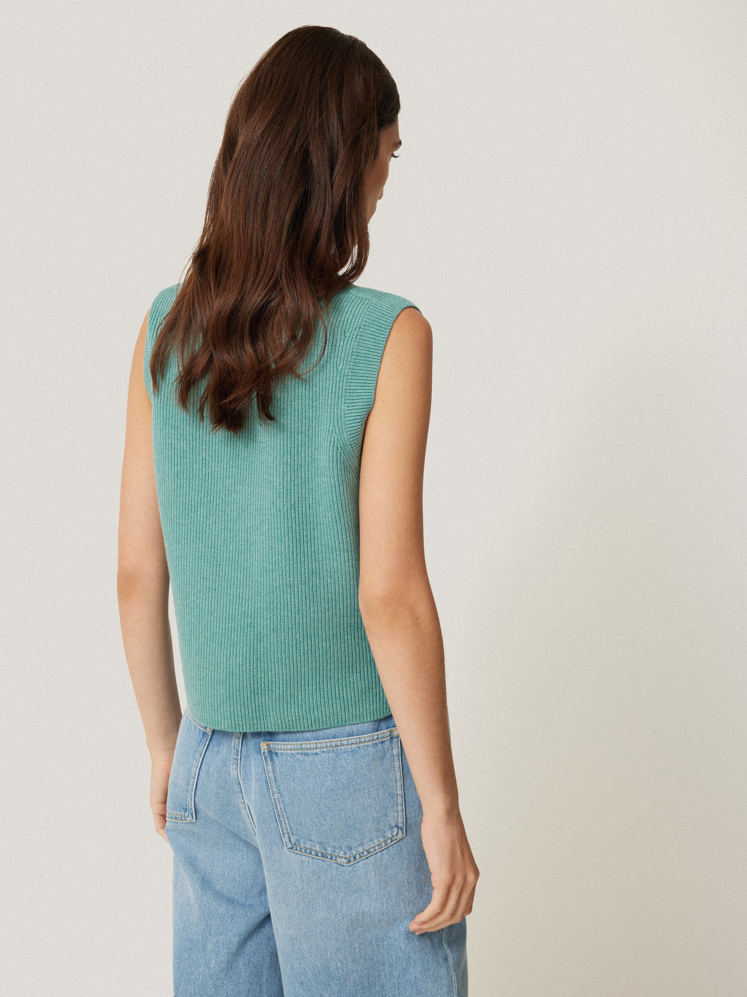 Cotton Blend Crew Tank | Duck Egg - Image 5