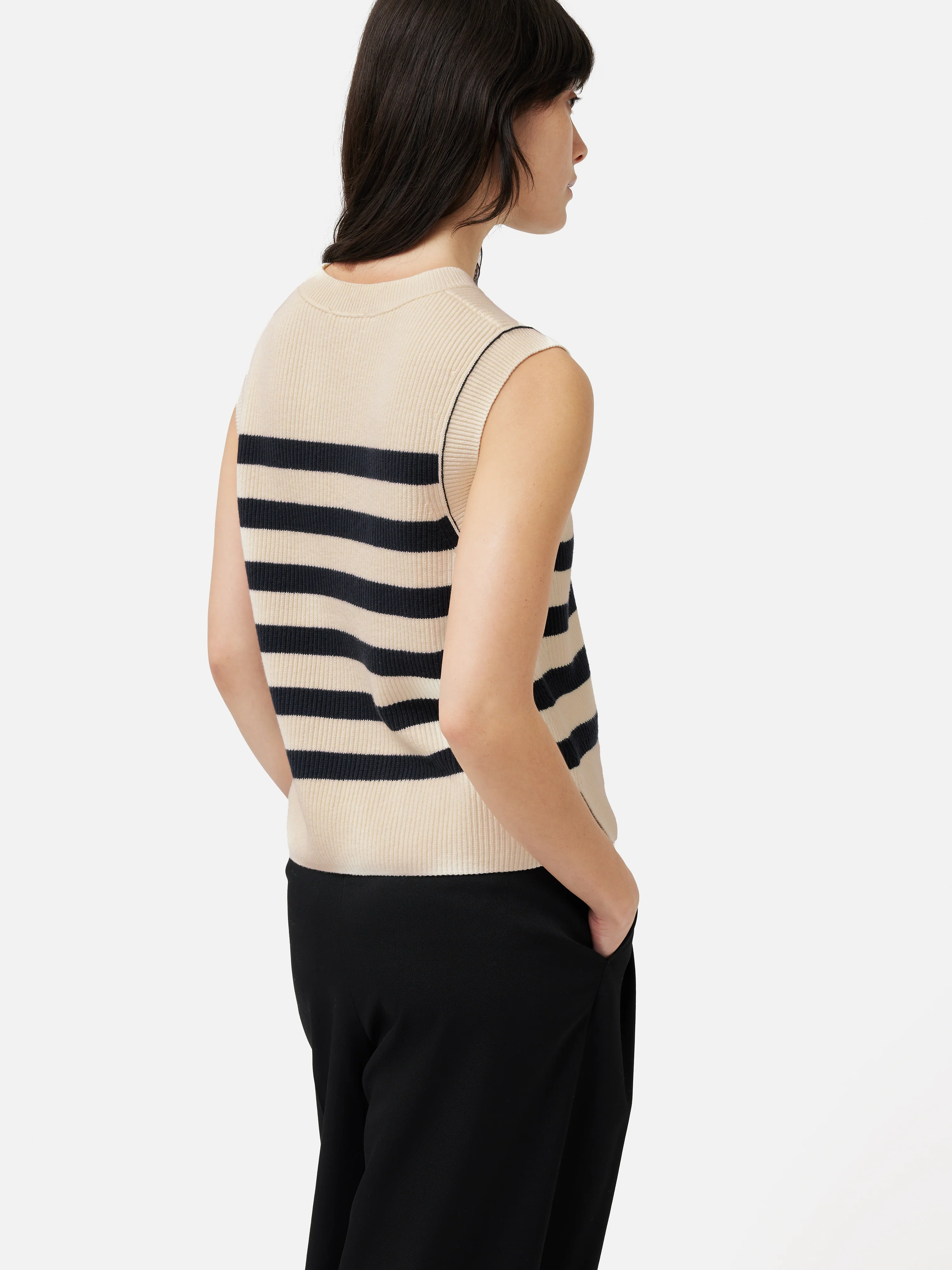 Cotton Blend Stripe Crew Tank | Navy - Image 5