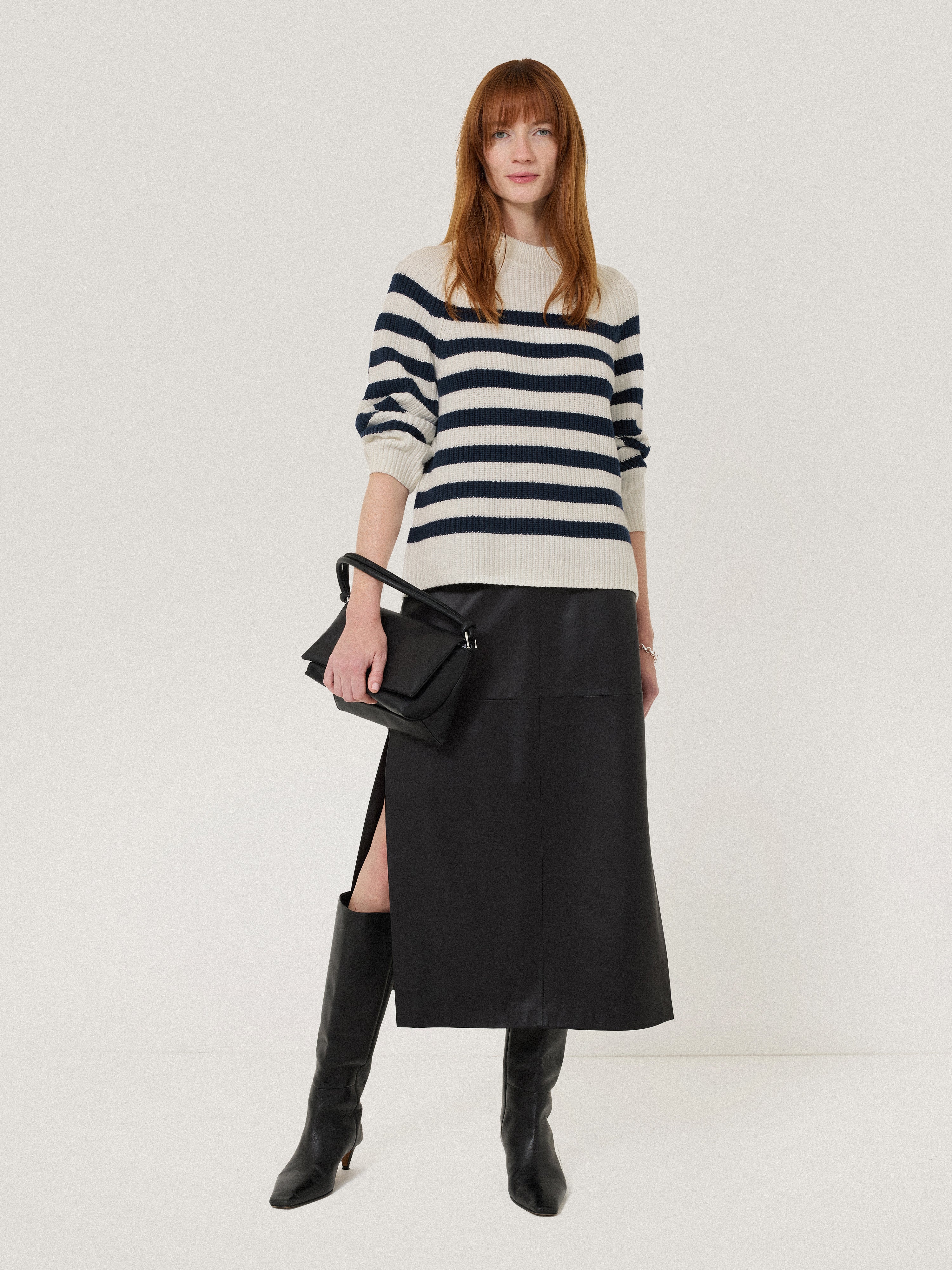 Cotton Blend Stripe Jumper | Navy - Image 2