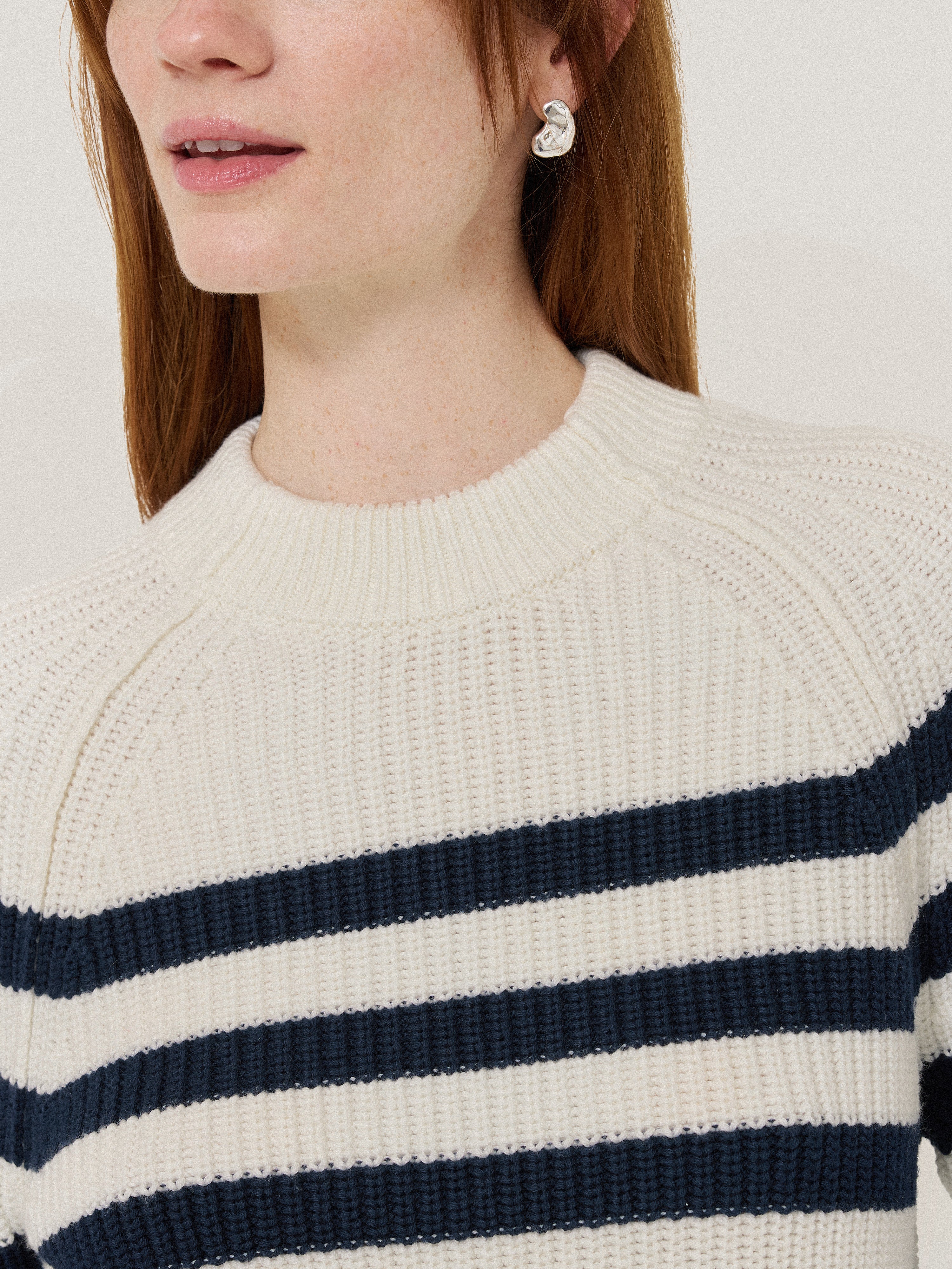Cotton Blend Stripe Jumper | Navy - Image 3