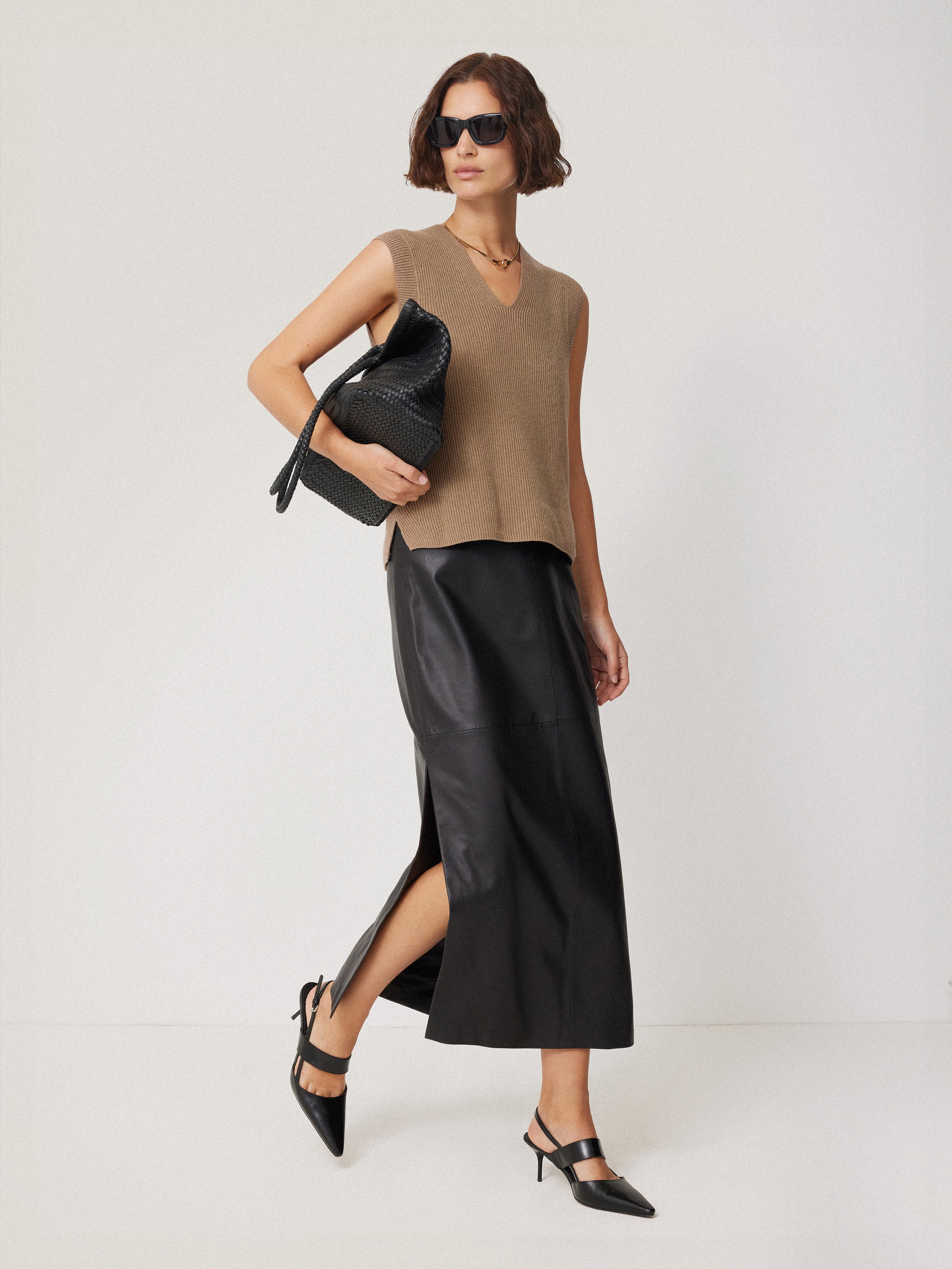 Cotton Blend V Neck Tank | Neutral - Image 6