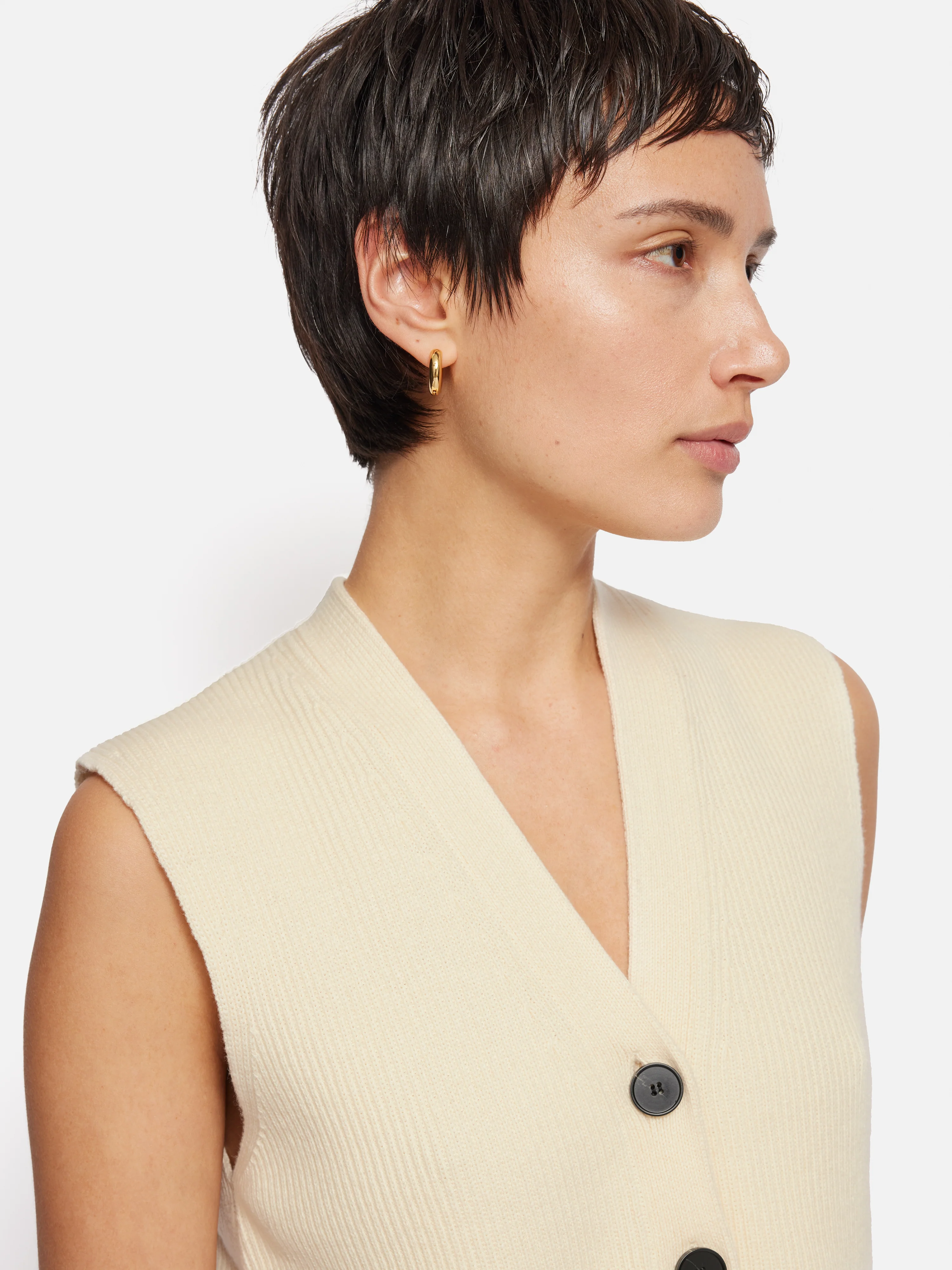 Cotton Blend Waistcoat | Ivory - Image 2