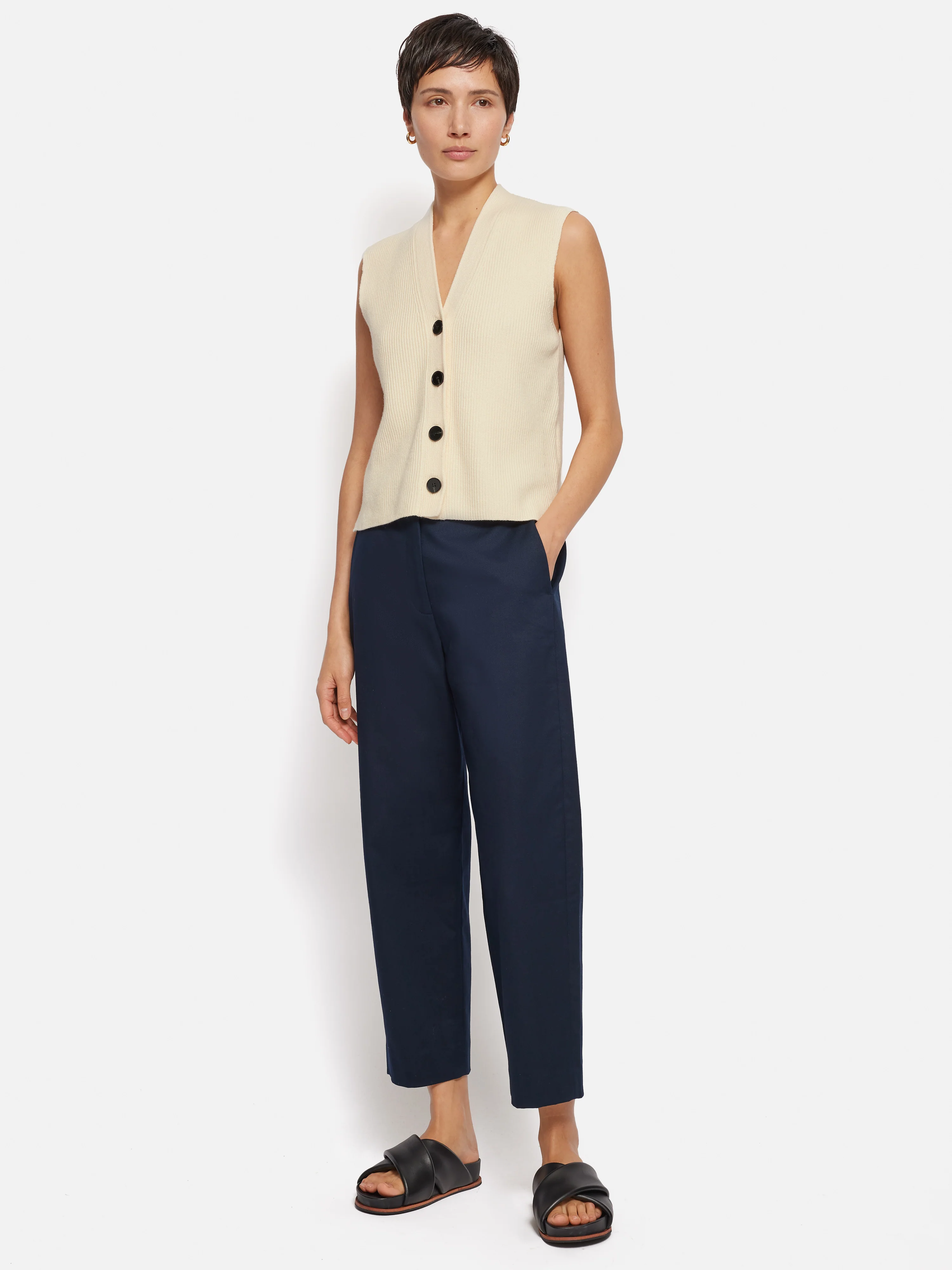 Cotton Blend Waistcoat | Ivory - Image 3