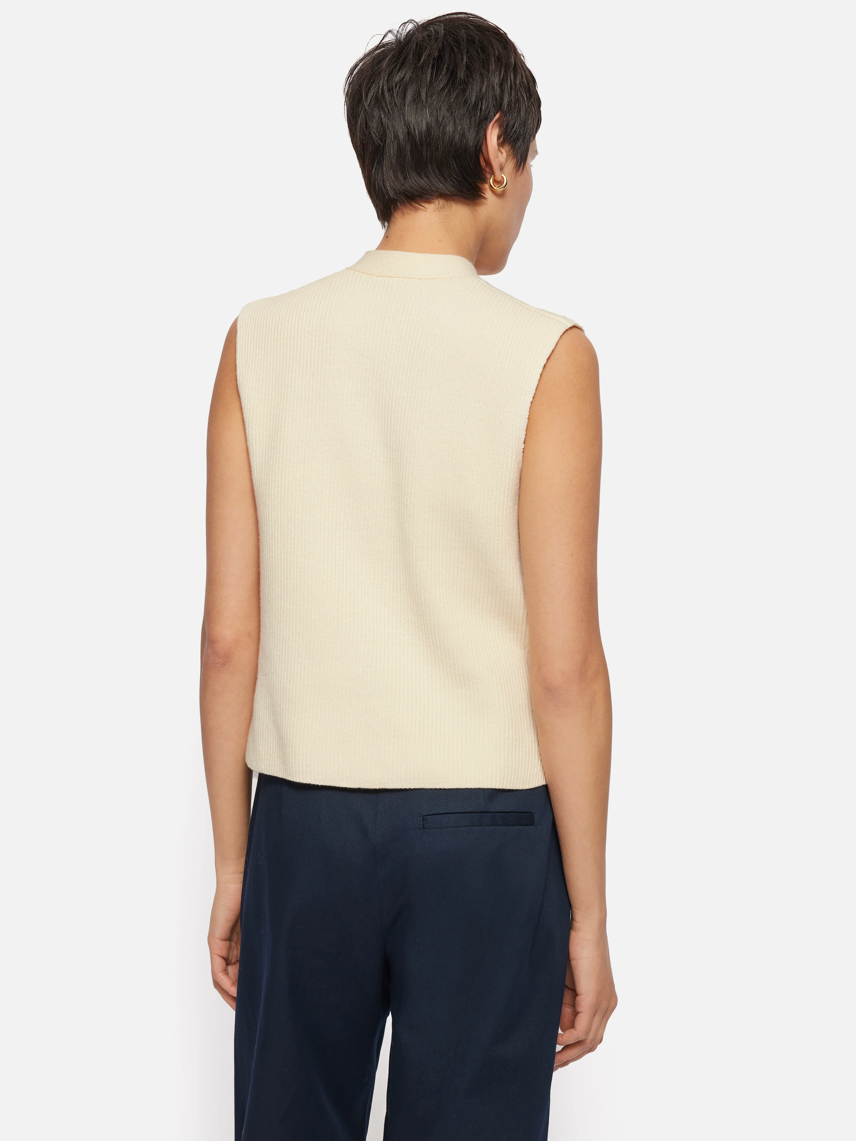 Cotton Blend Waistcoat | Ivory - Image 5