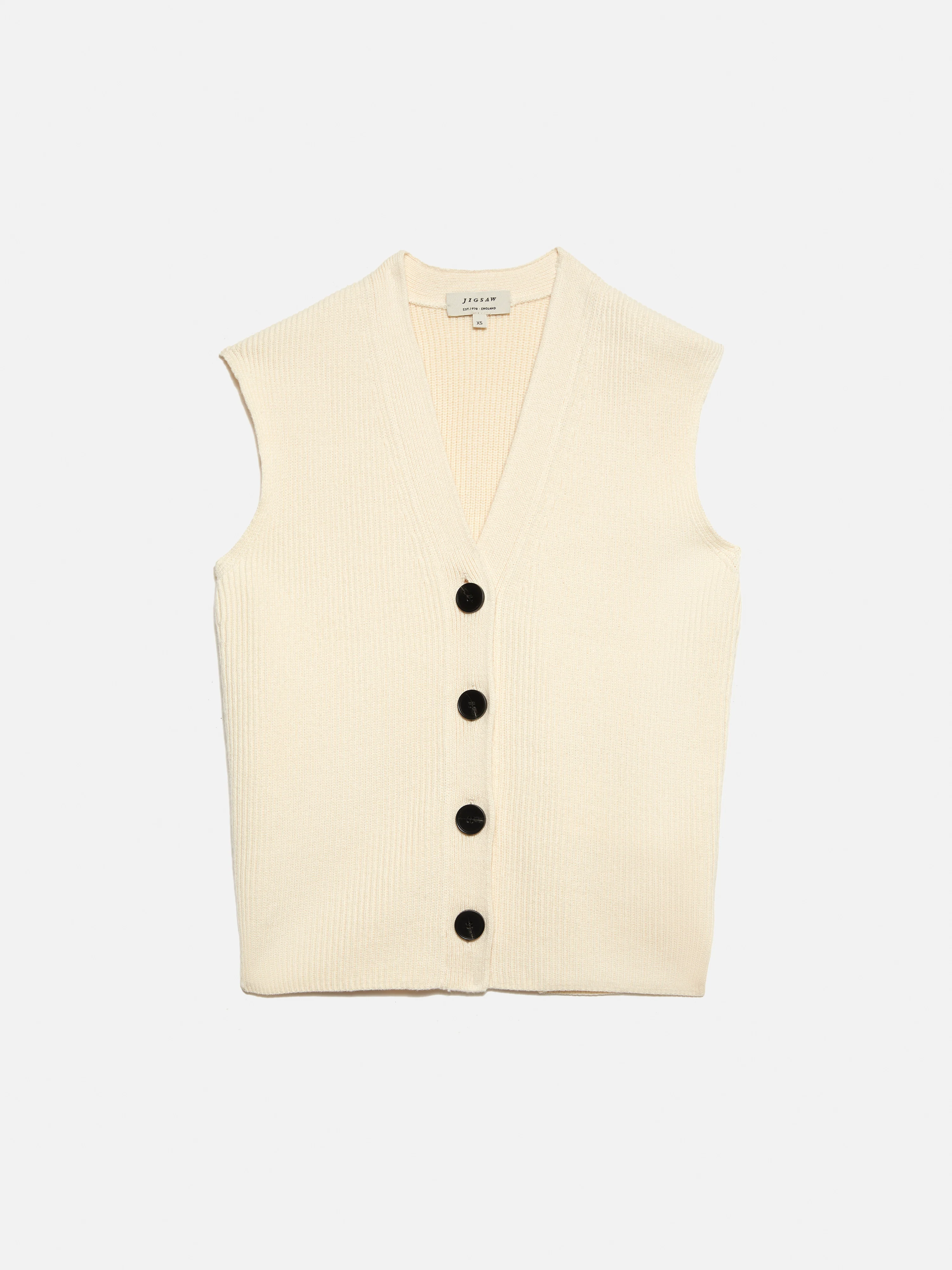Cotton Blend Waistcoat | Ivory - Image 8