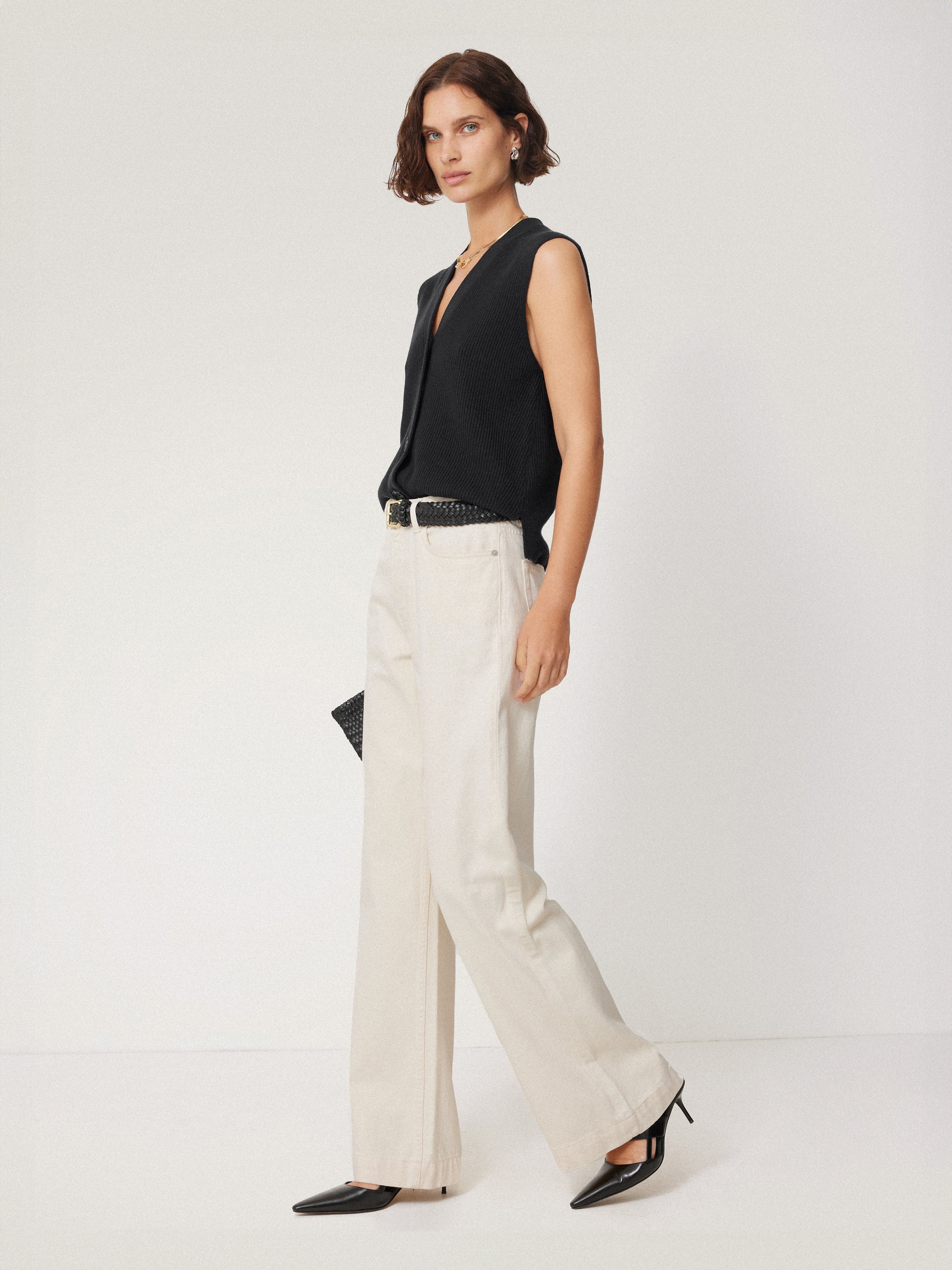 Cotton Blend Waistcoat | Washed Black - Image 3