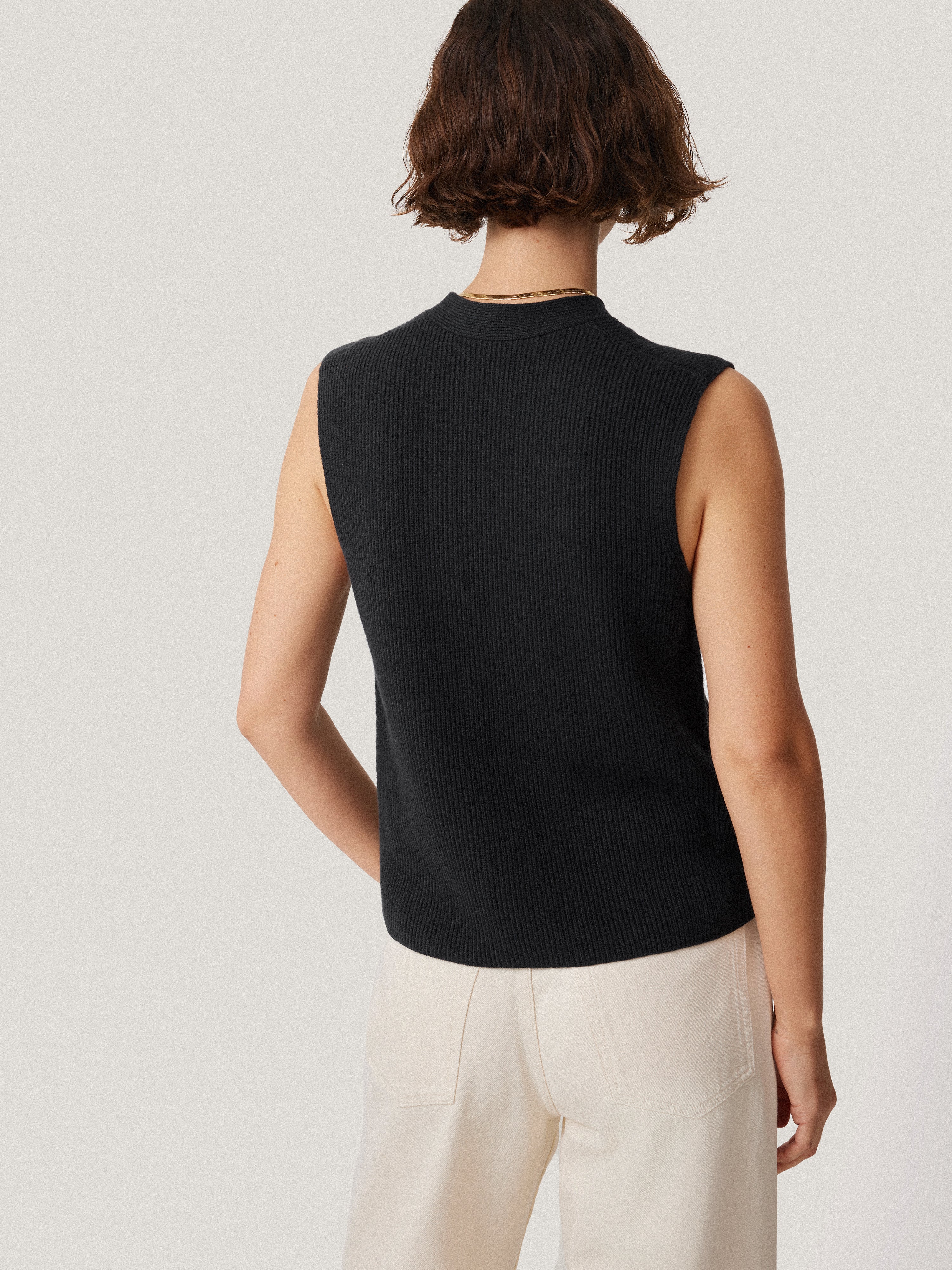 Cotton Blend Waistcoat | Washed Black - Image 5